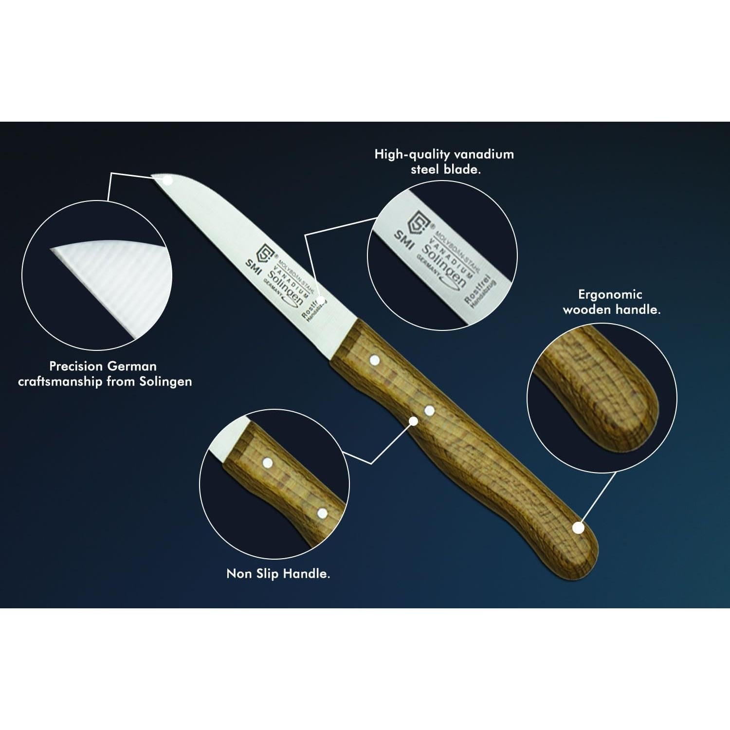 Cuchillo de Pelar SMI Solingen 17.4 cm Acero Inoxidable Madera