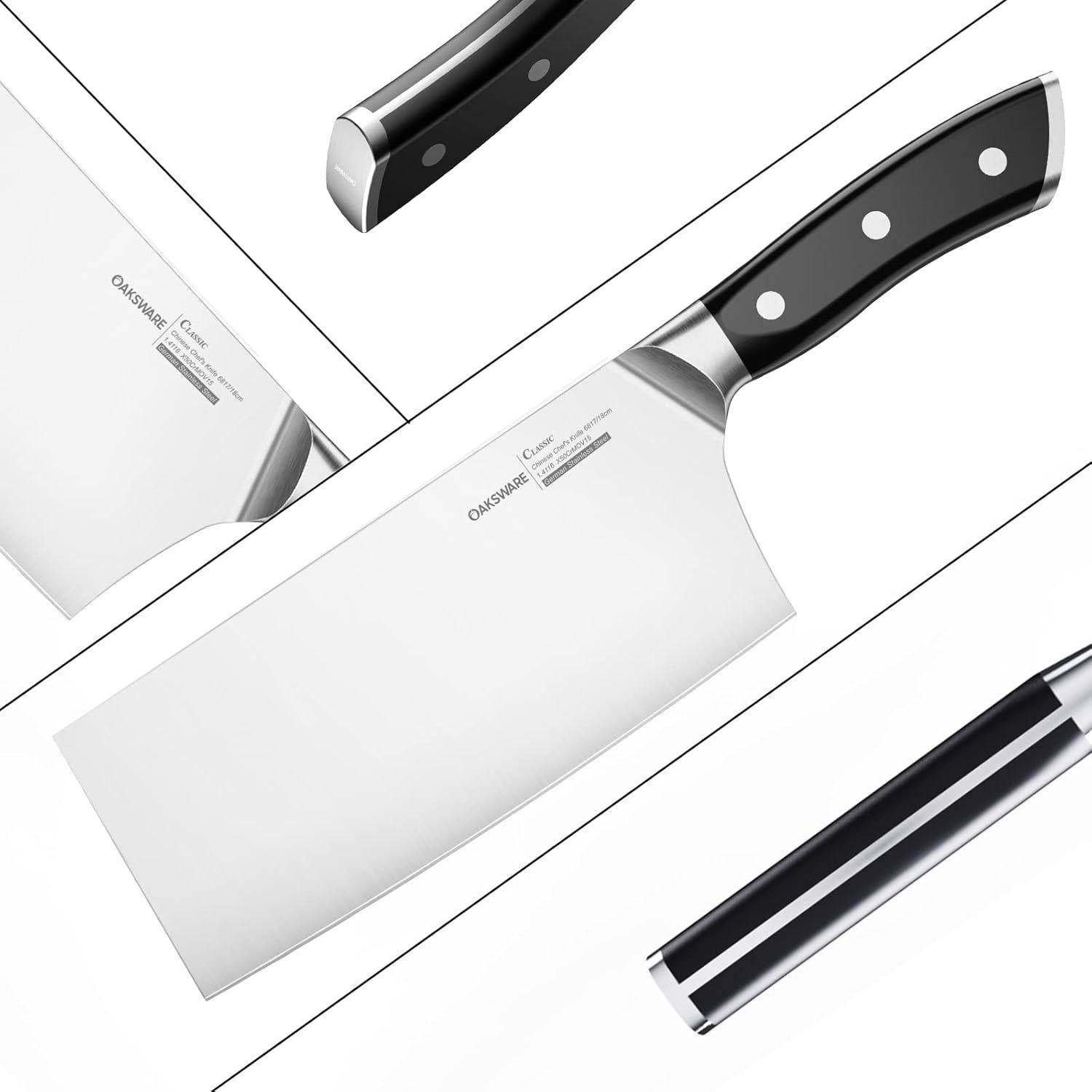 Cuchillo de Hacha OAKSWARE 17.78 cm Acero Alemán Mango Ergonómico