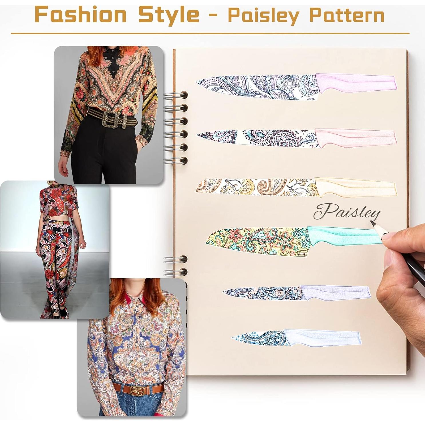 Juego de cuchillos 12 piezas Astercook paisley acero inoxidable