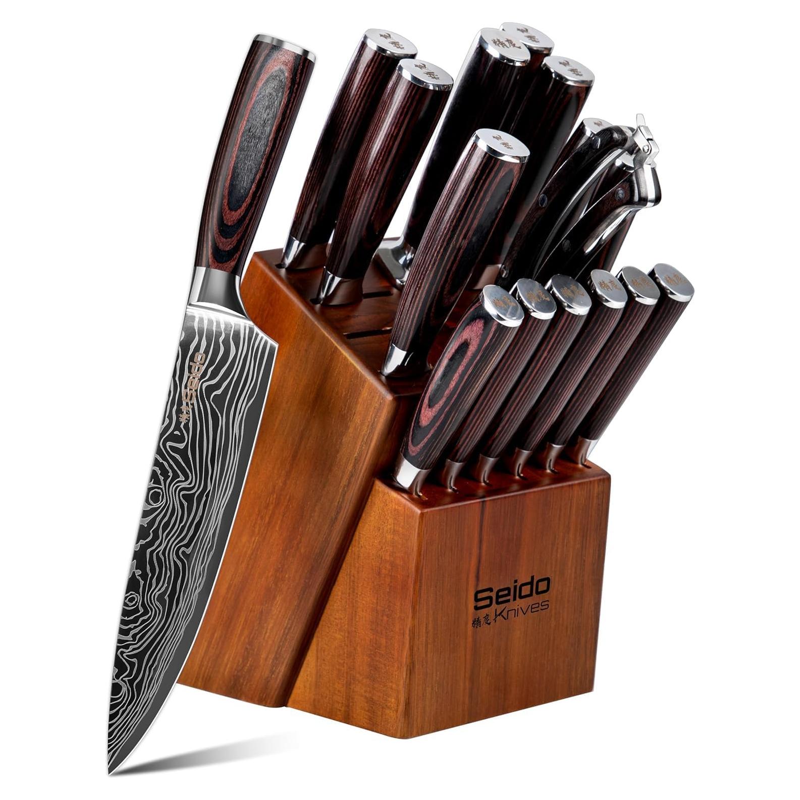 Juego de Cuchillos de Chef Seido 17 Piezas Acero Damasco