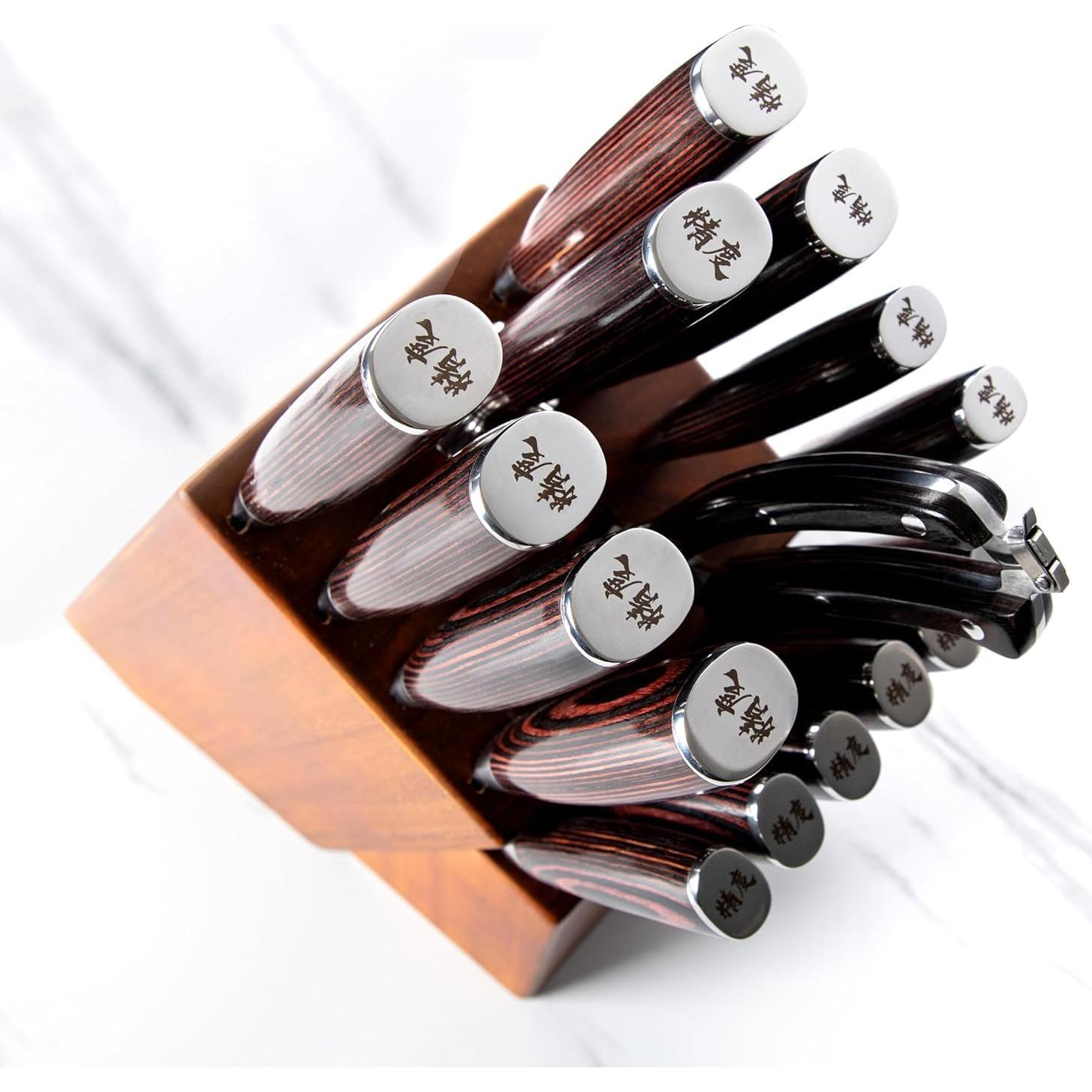 Juego de Cuchillos de Chef Seido 17 Piezas Acero Damasco