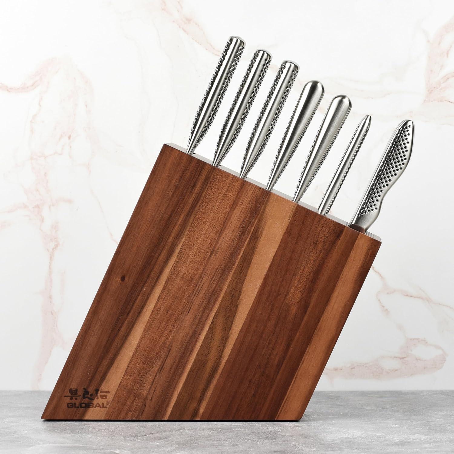 Juego de cuchillos Global de 11 piezas con bloque de acacia