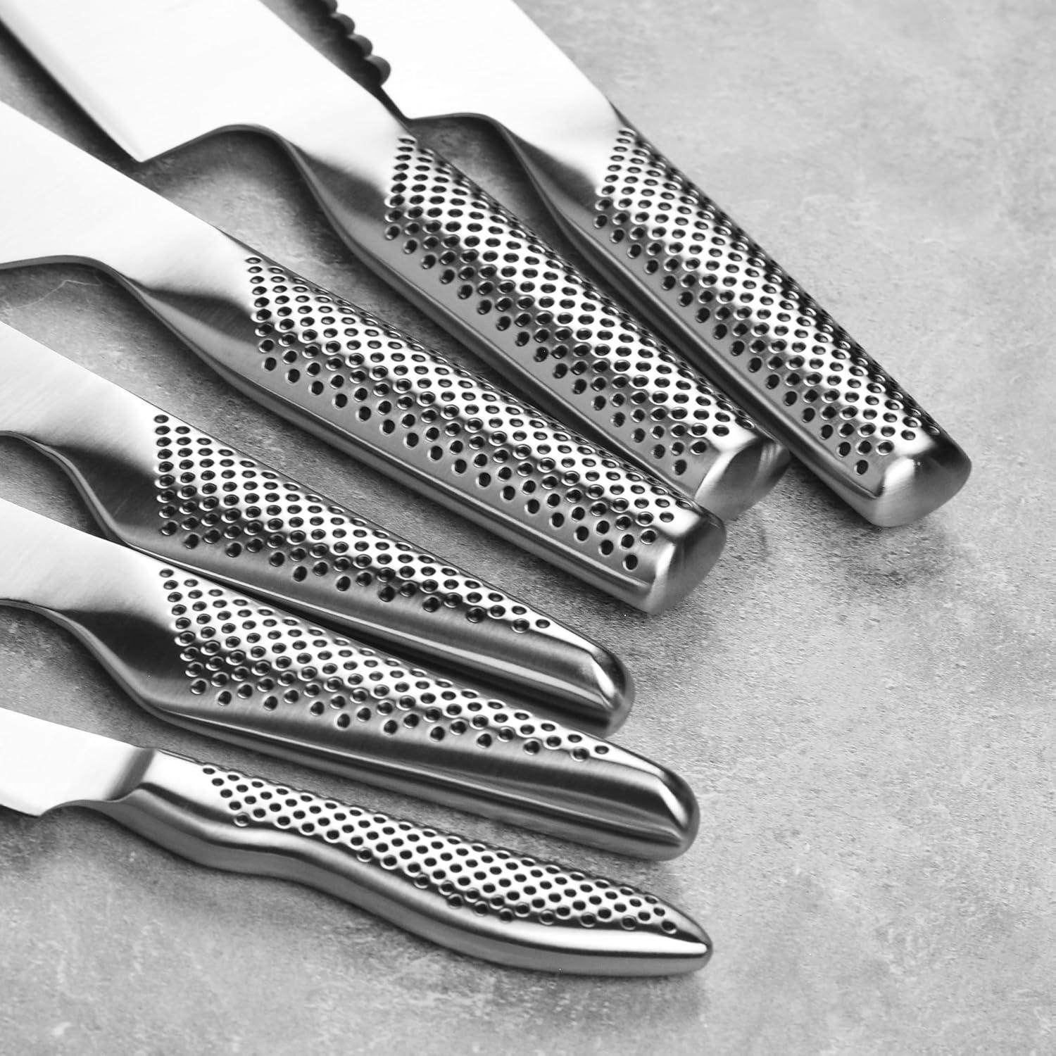 Juego de cuchillos Global de 11 piezas con bloque de acacia