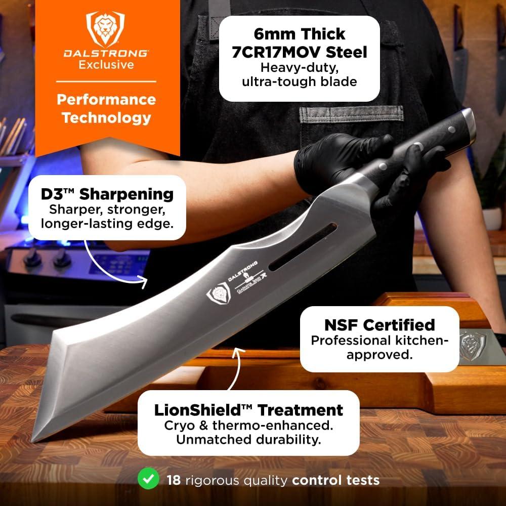 Cuchillo Cleaver Dalstrong 14" Aniquilador Acero Alto Carbono