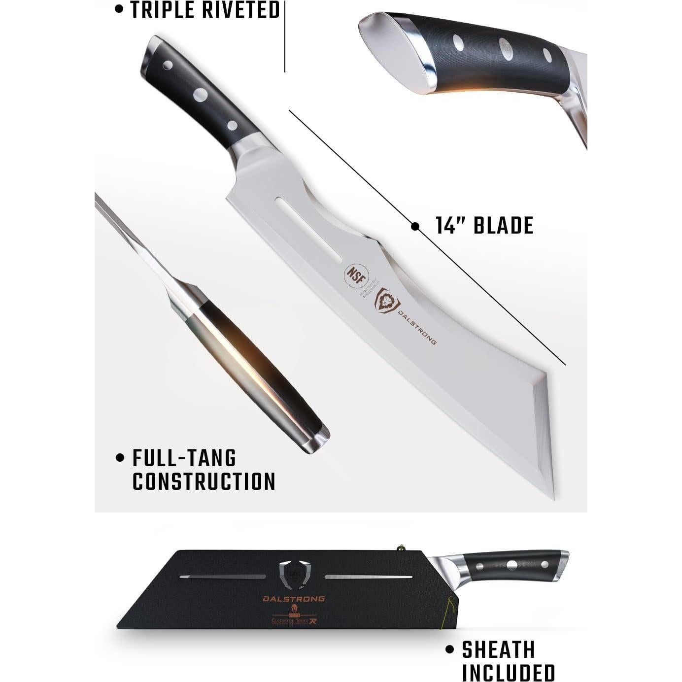 Cuchillo Cleaver Dalstrong 14" Aniquilador Acero Alto Carbono