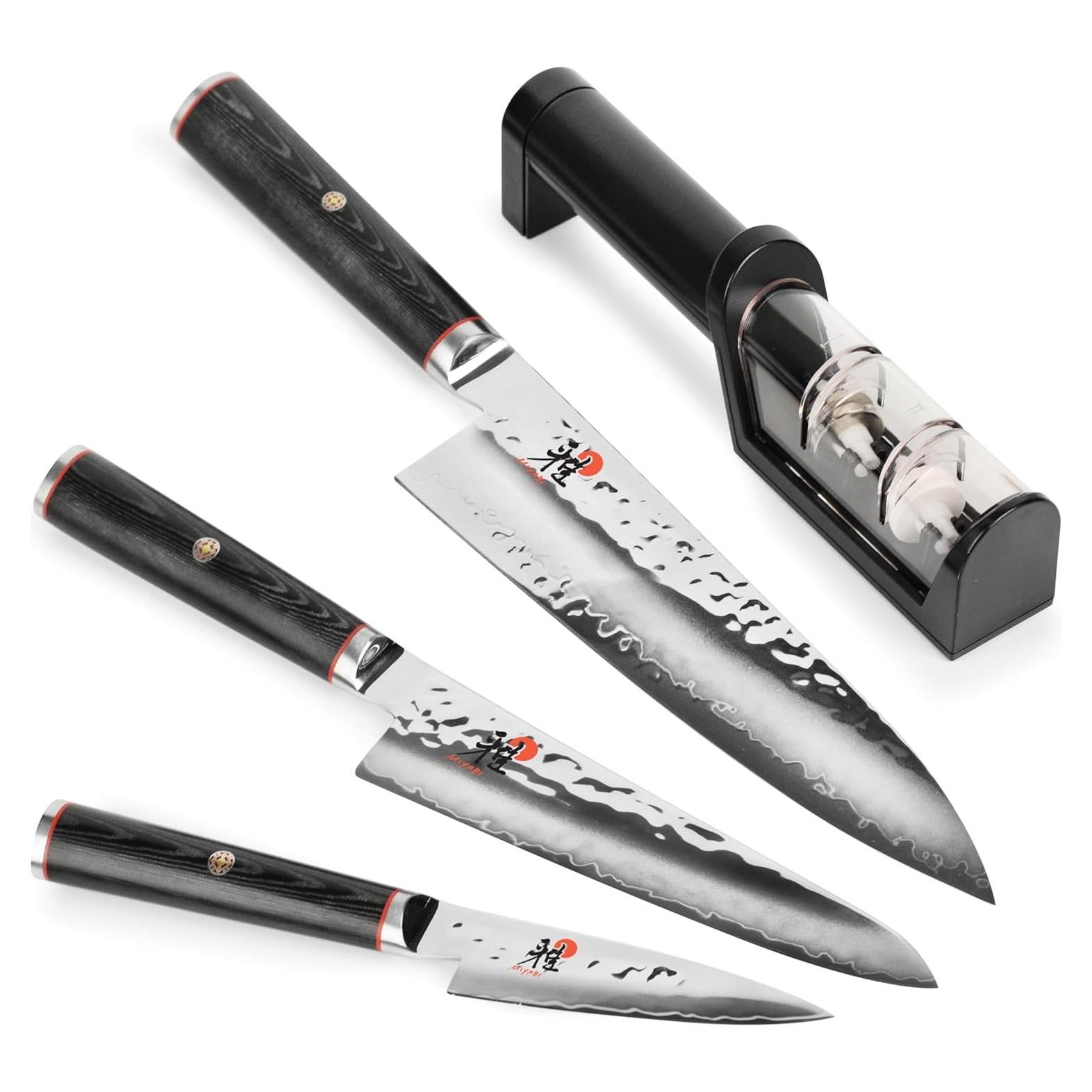 Set de cuchillos Miyabi Mizu SG2 de 4 piezas con afilador