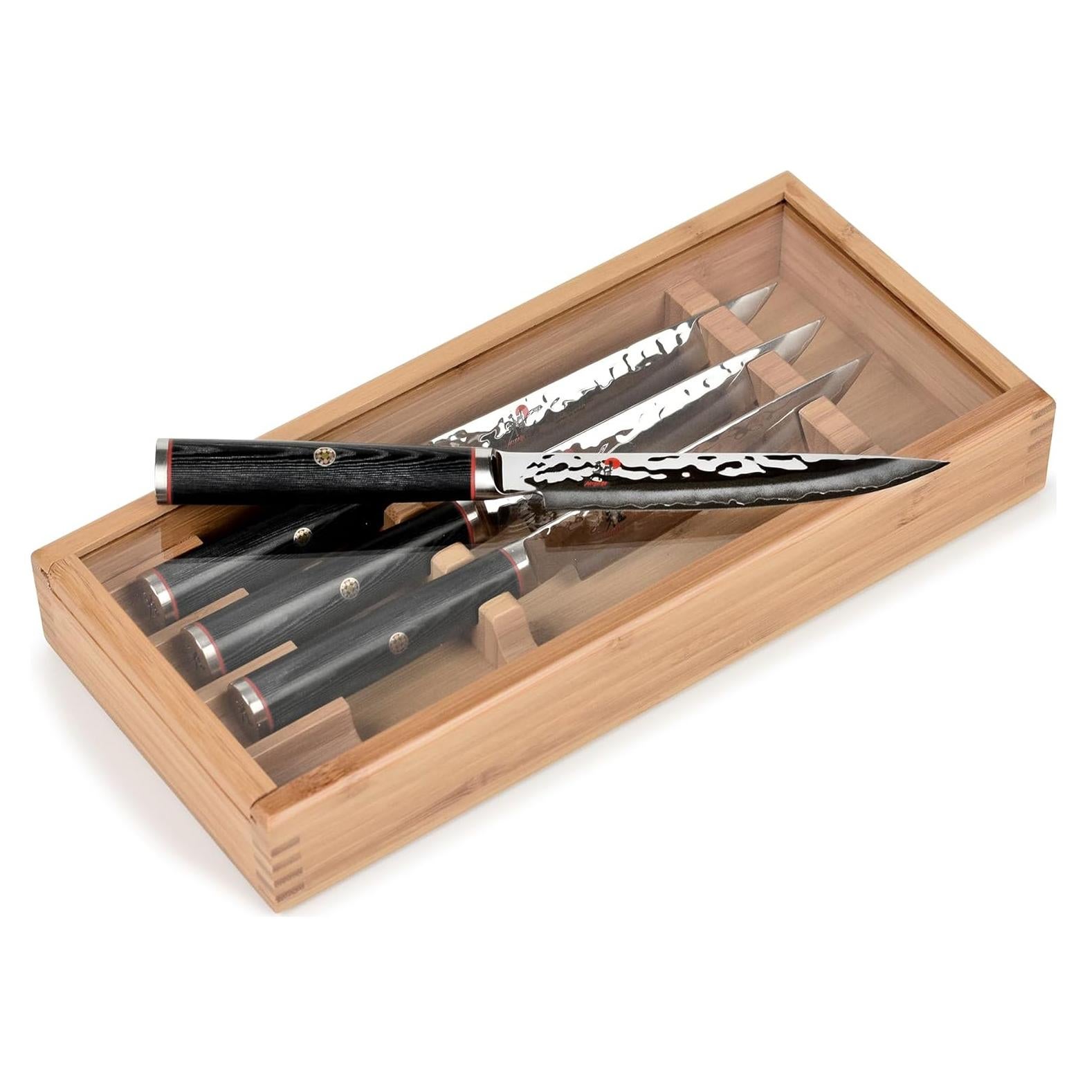 Set de cuchillos de carne MIYABI Mizu SG2, 4 piezas con estuche