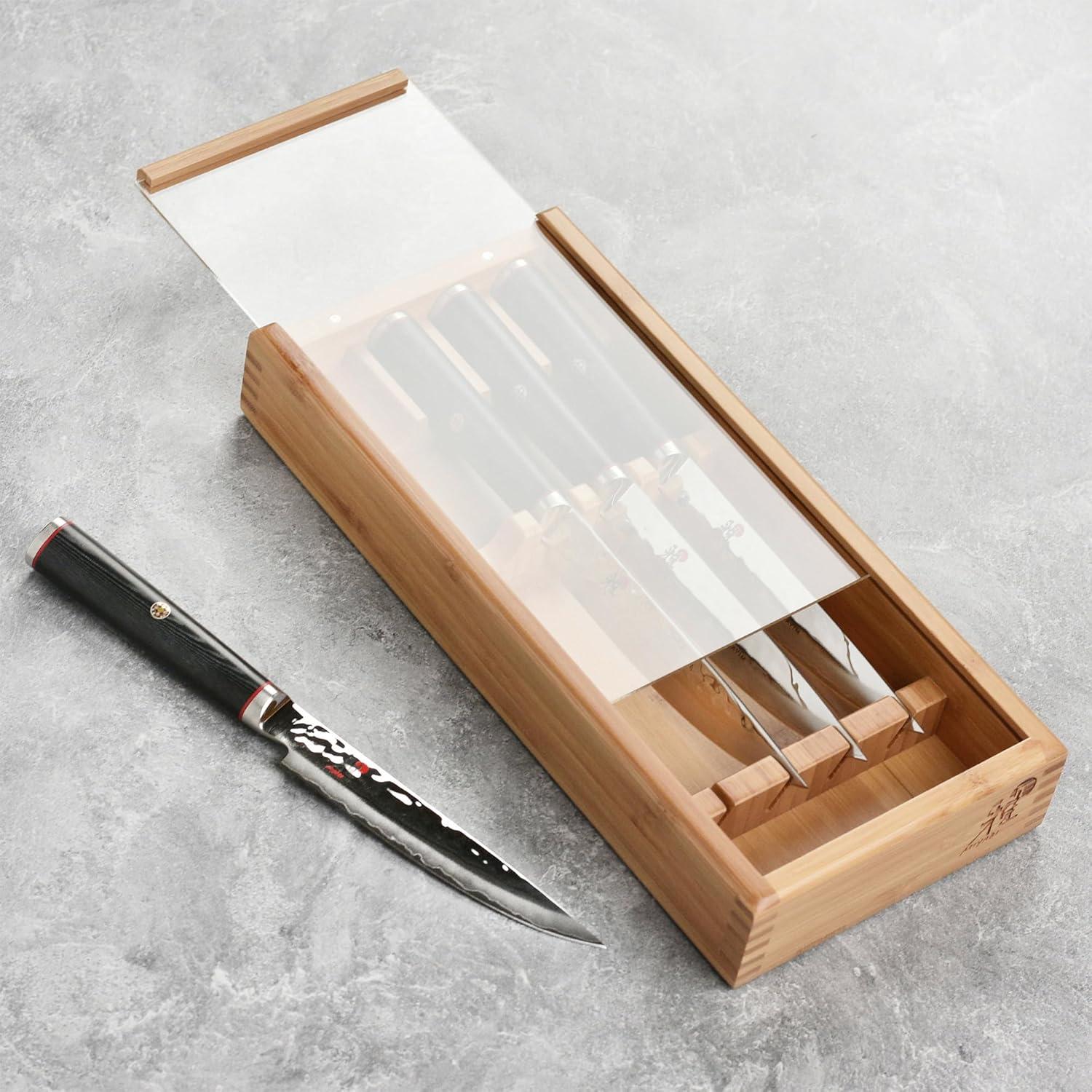 Set de cuchillos de carne MIYABI Mizu SG2, 4 piezas con estuche