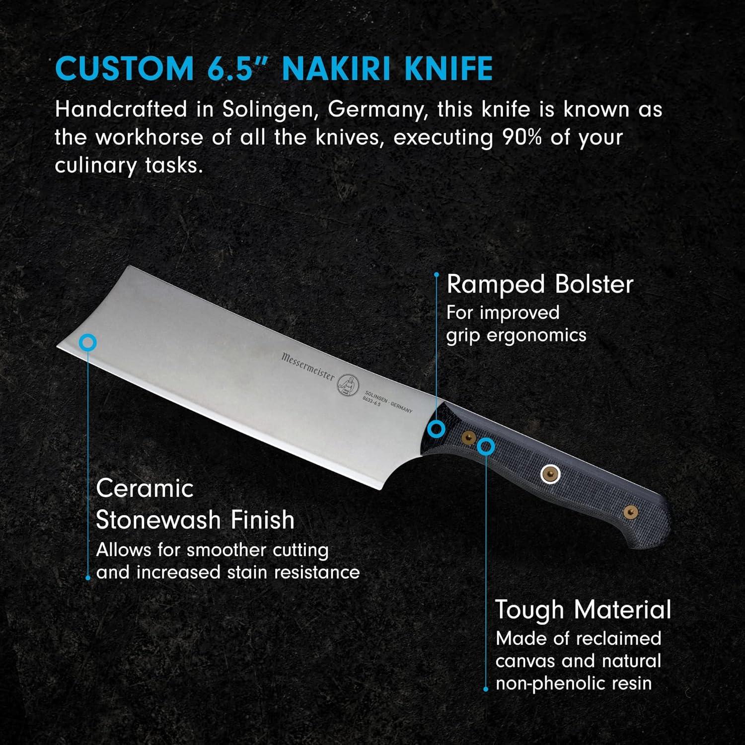 Cuchillo Nakiri Messermeister 16.5 cm Acero Inoxidable Negro