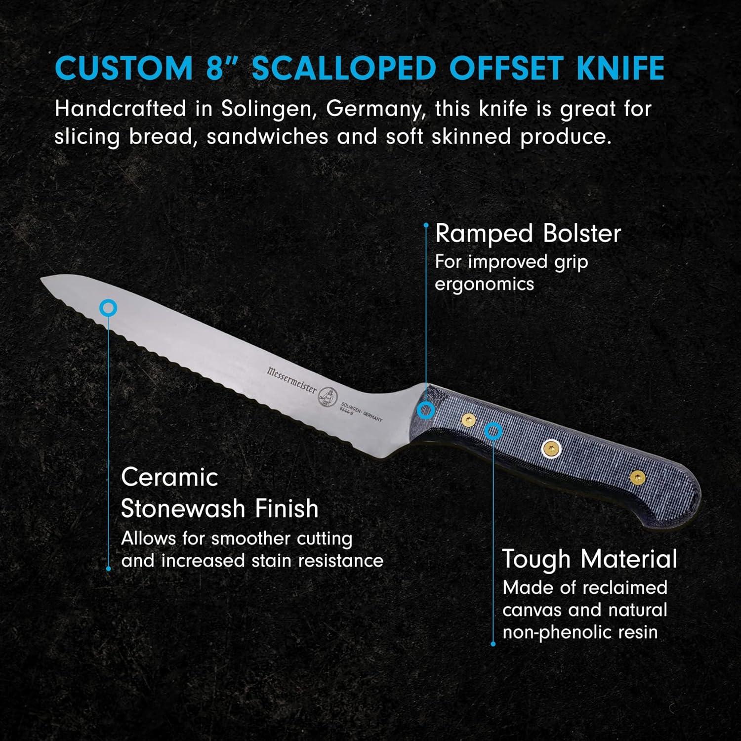 Cuchillo Offset Escallopado Messermeister 20 cm Acero Inoxidable