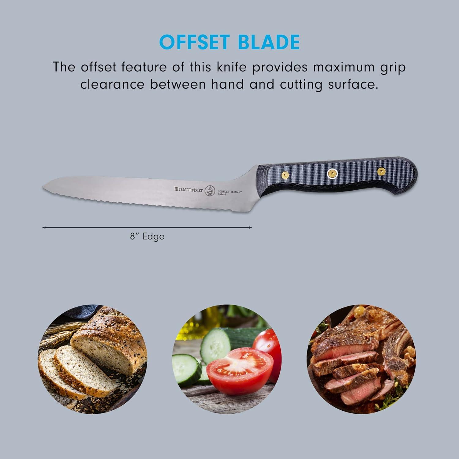 Cuchillo Offset Escallopado Messermeister 20 cm Acero Inoxidable