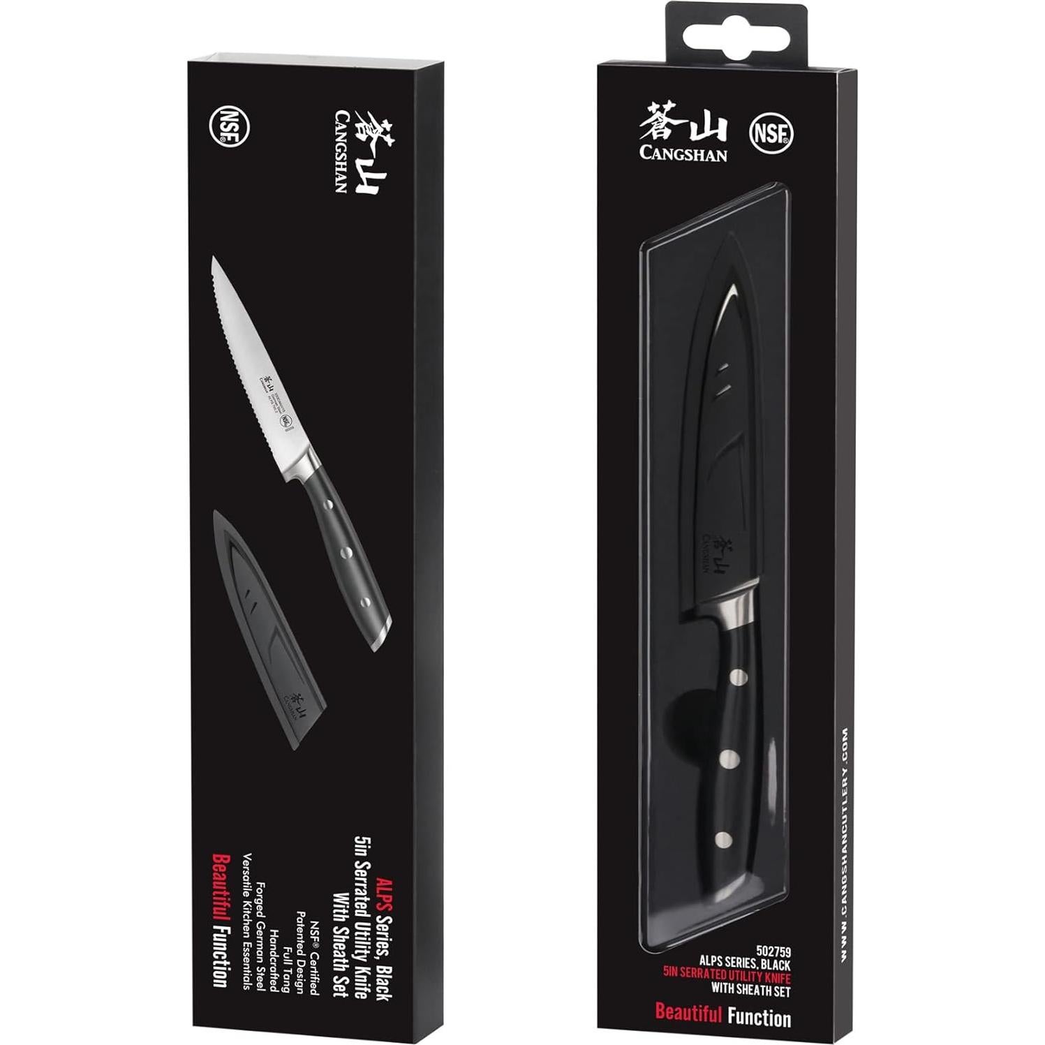 Cuchillo de Utilidad Serrado Cangshan ALPS 502759 12.7 cm Negro