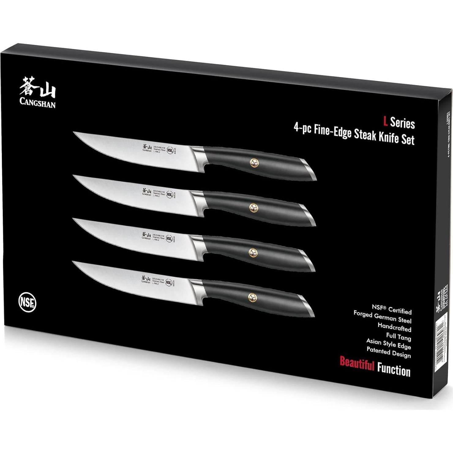 Juego de cuchillos de carne Cangshan L Series 4 piezas acero alemán