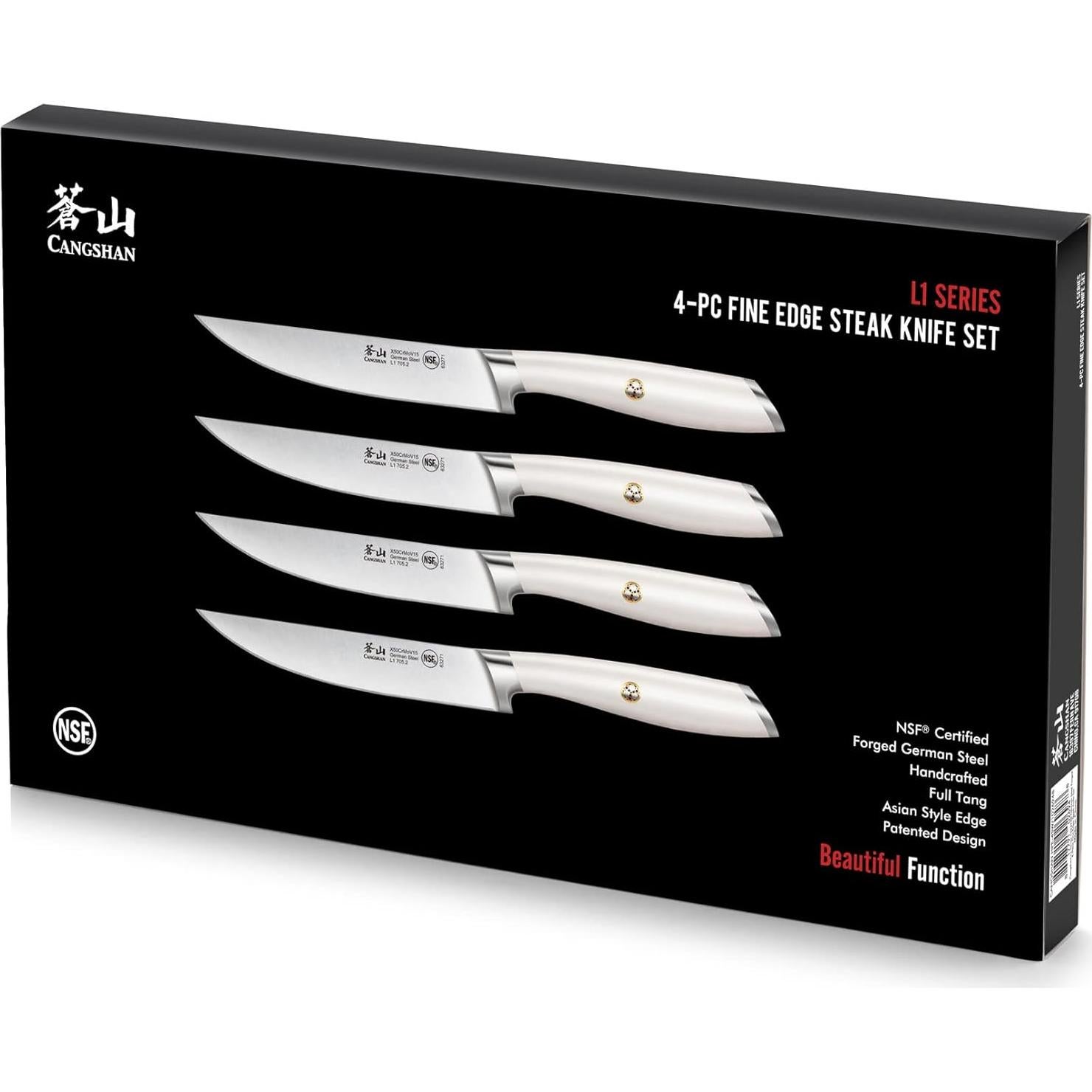 Juego de cuchillos de carne Cangshan L1 4 piezas acero alemán 12.7 cm