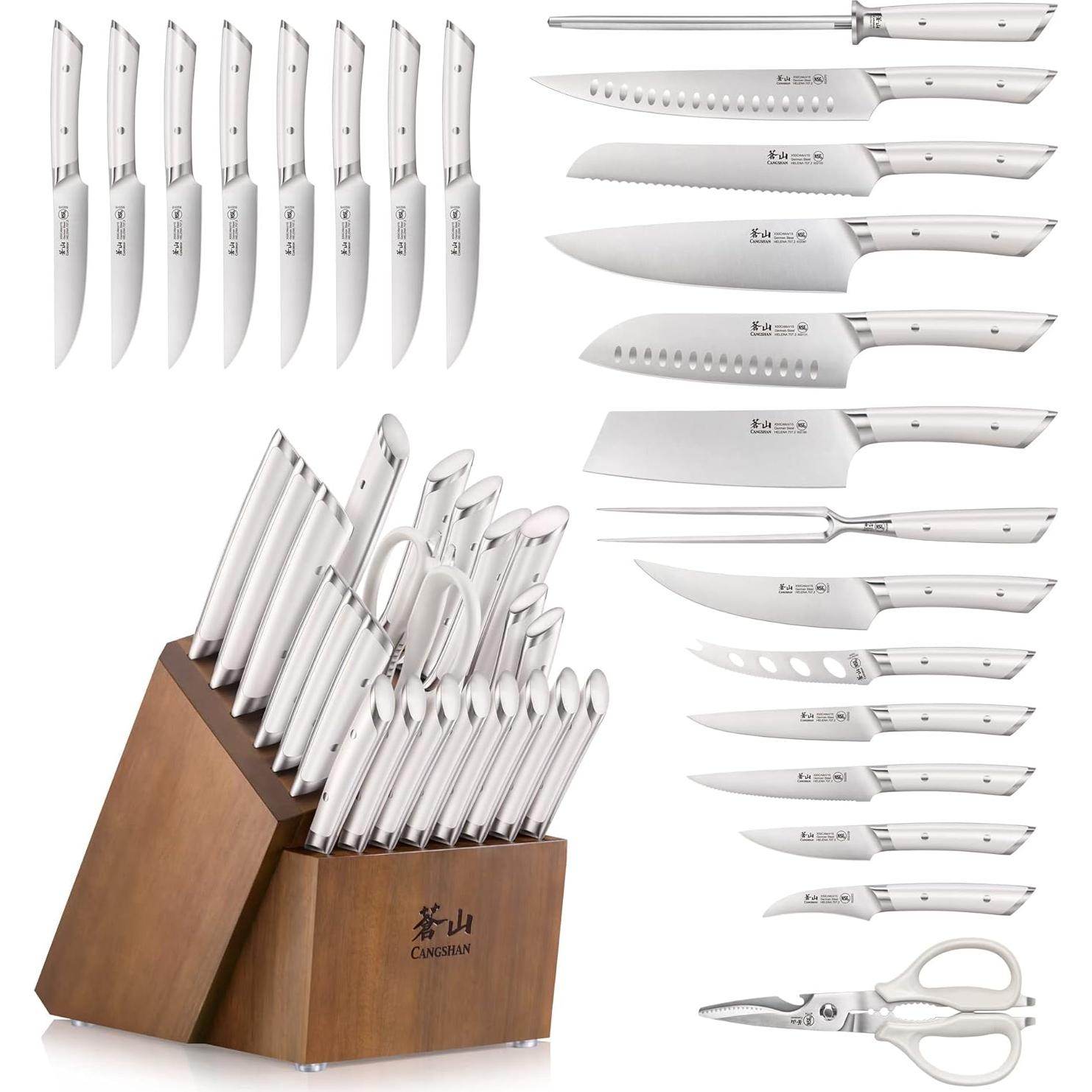Juego de Cuchillos Cangshan HELENA 23 Piezas Acero Forjado Blanco