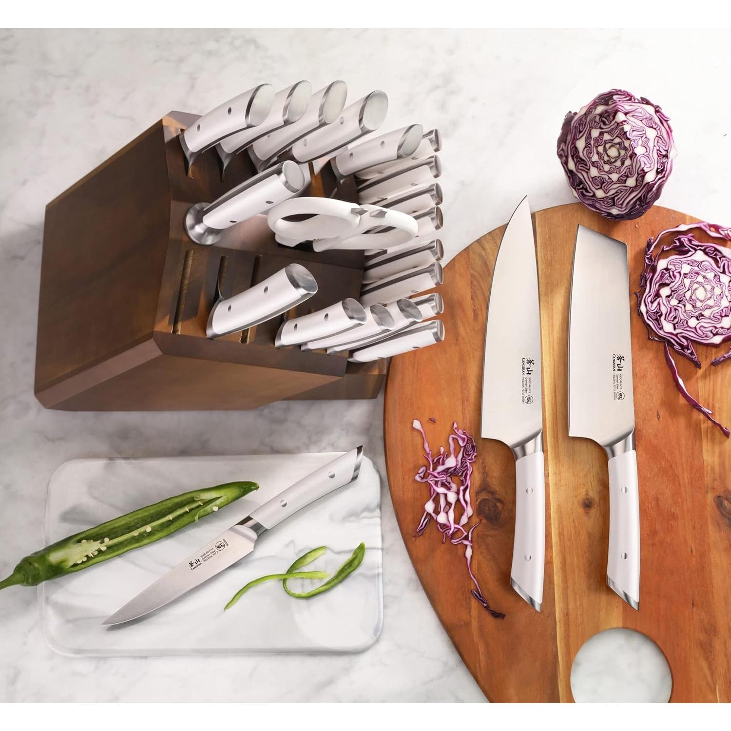 Juego de Cuchillos Cangshan HELENA 23 Piezas Acero Forjado Blanco