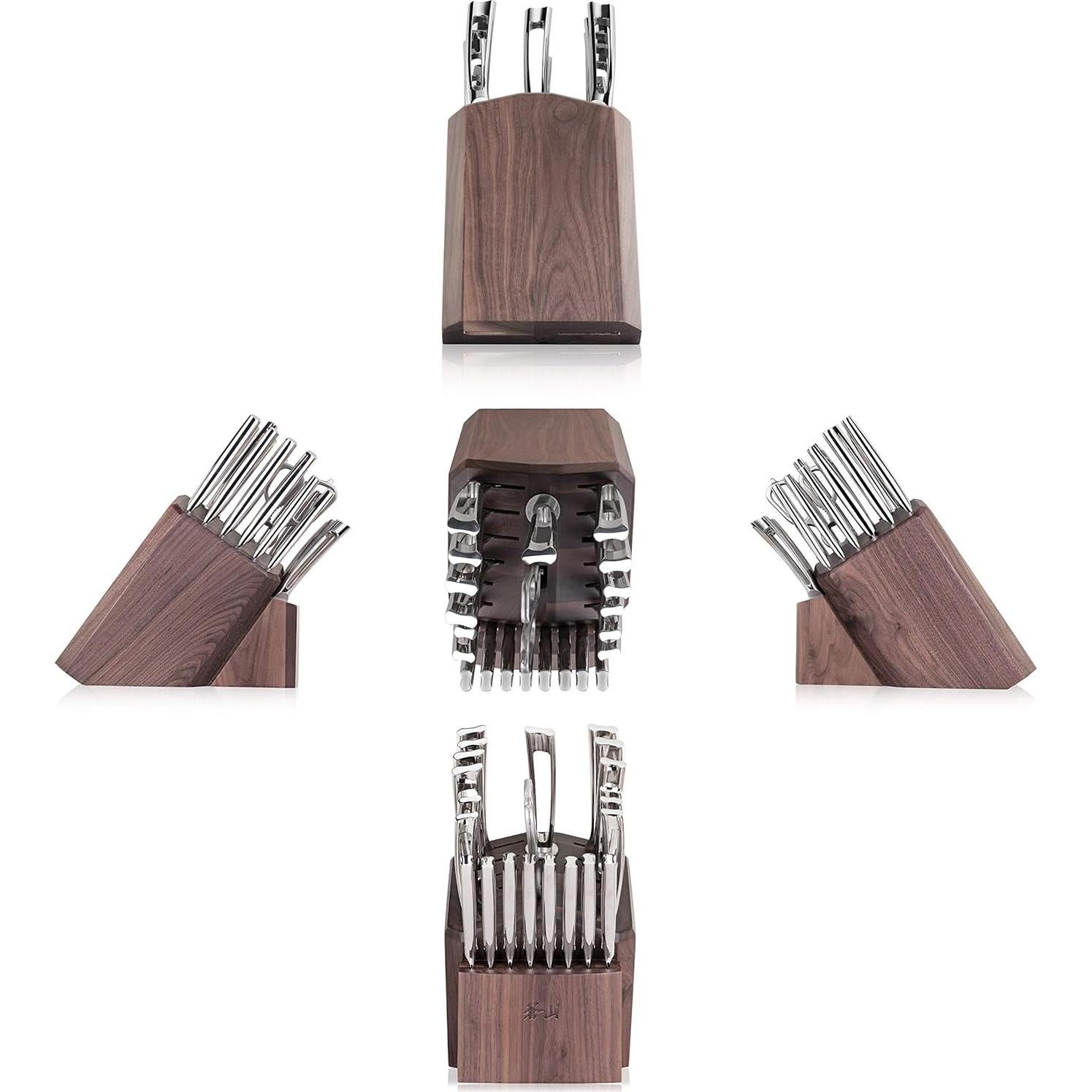Juego de Cuchillos Forjados Cangshan N1 de 23 Piezas en Bloque de Nogal