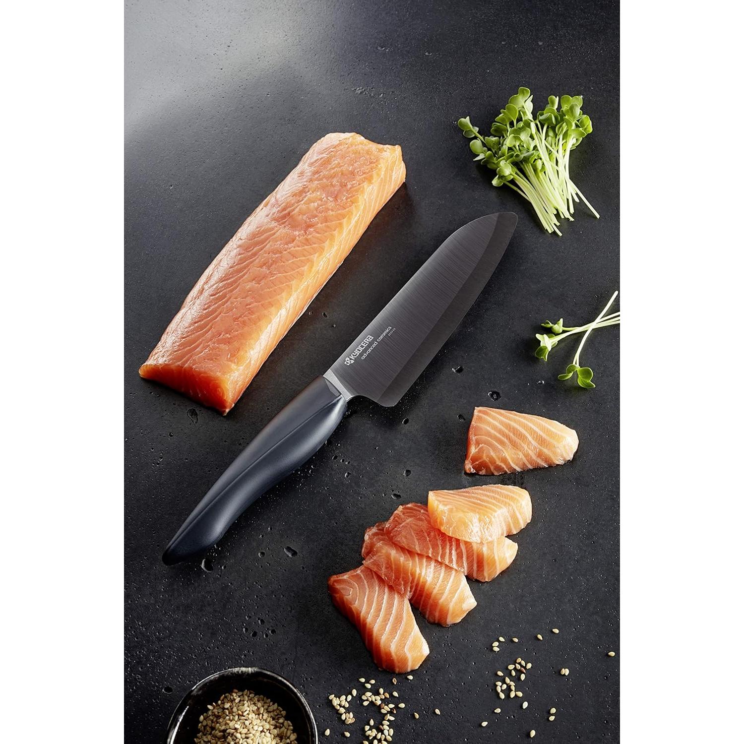 Cuchillo Santoku de Cerámica Kyocera 14.6 cm Negro Ergonómico