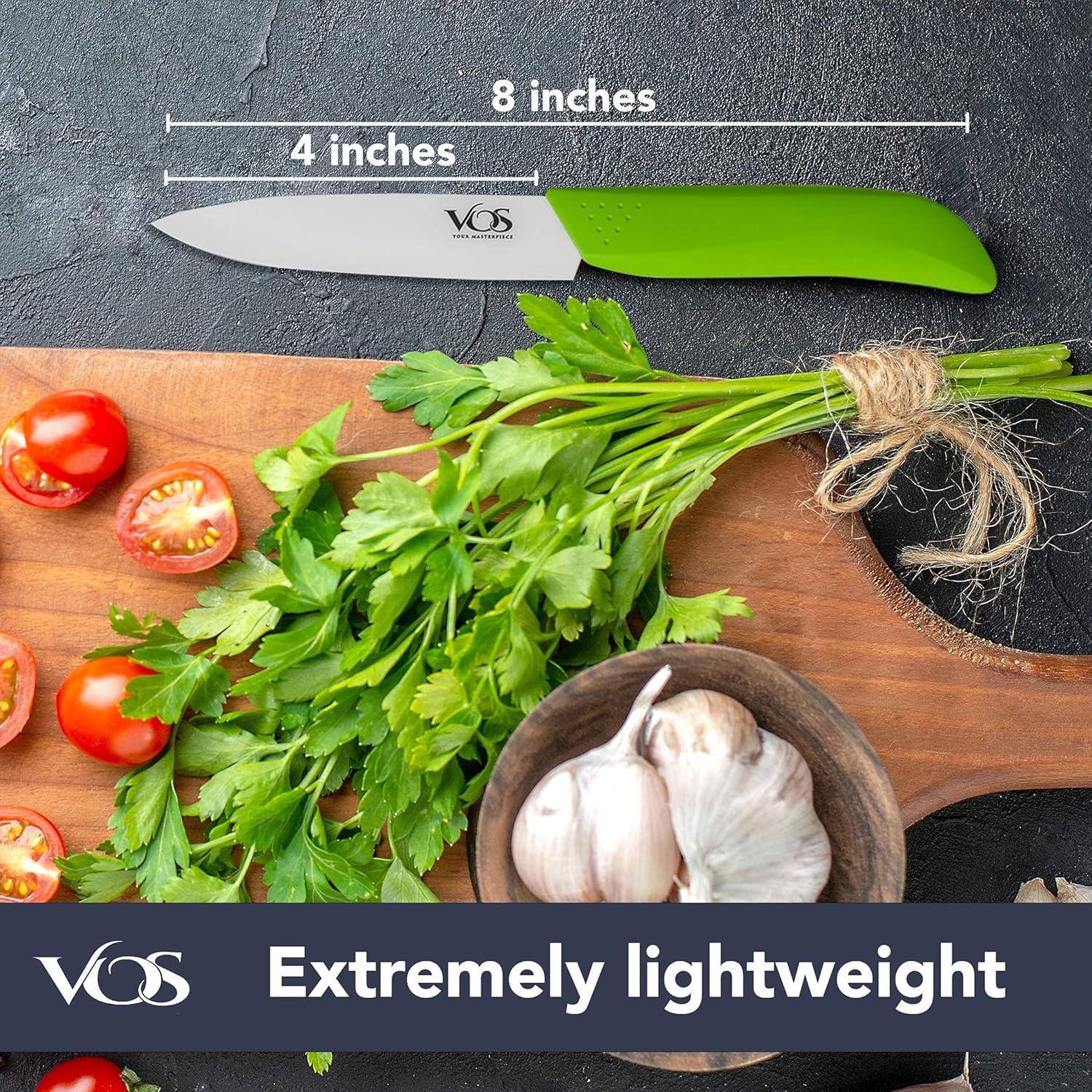 Cuchillo de Pelar Cerámico Vos 10.16 cm Verde con Funda