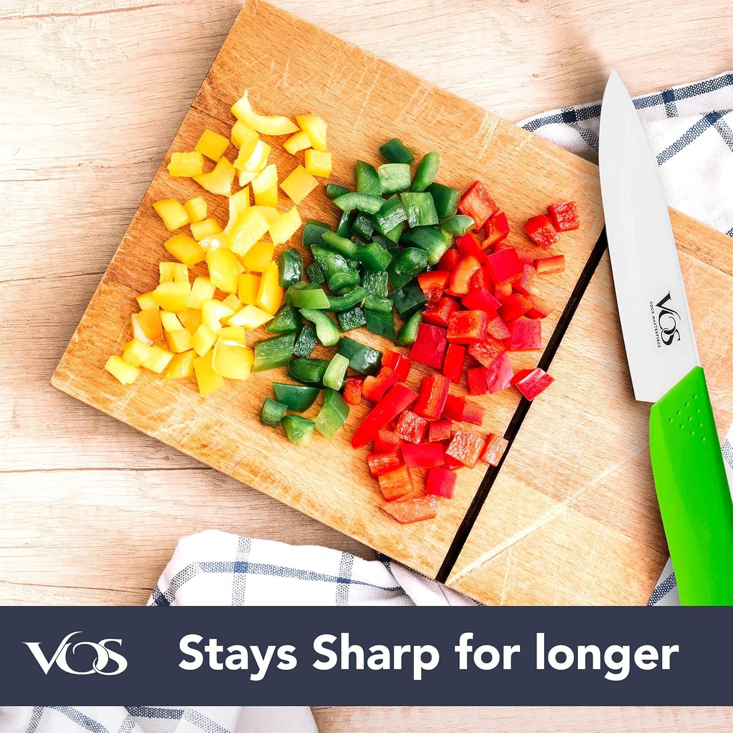 Cuchillo de Pelar Cerámico Vos 10.16 cm Verde con Funda