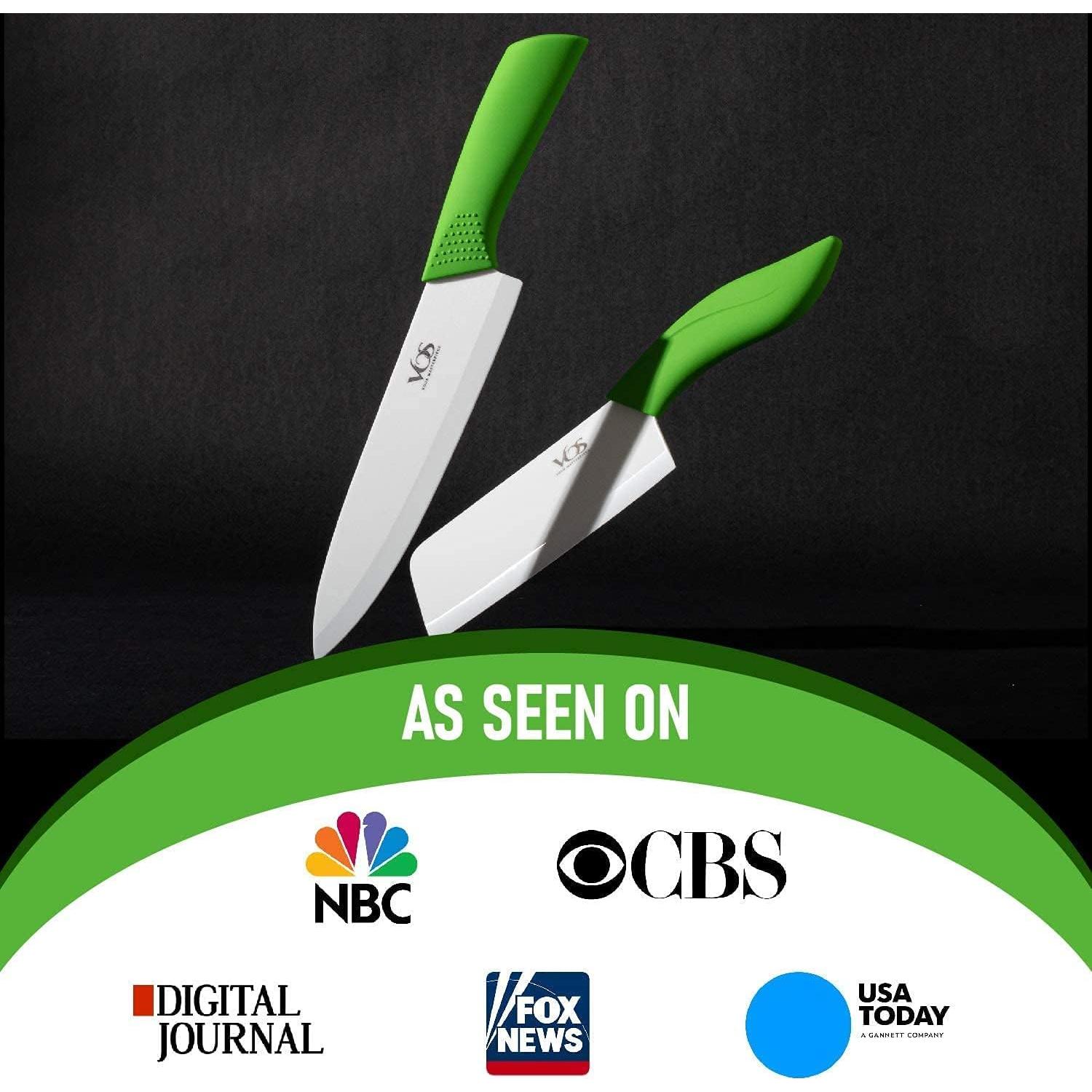 Cuchillo de Pelar Cerámico Vos 10.16 cm Verde con Funda