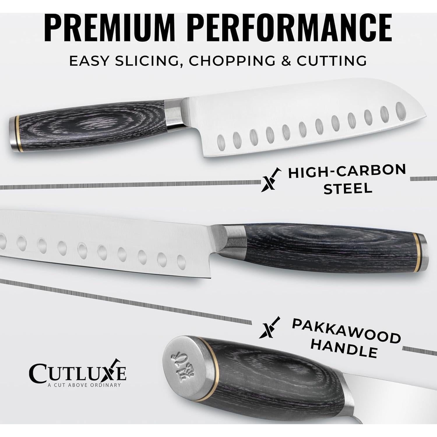 Cuchillo Santoku Cutluxe 5" Acero Inoxidable Pakkawood