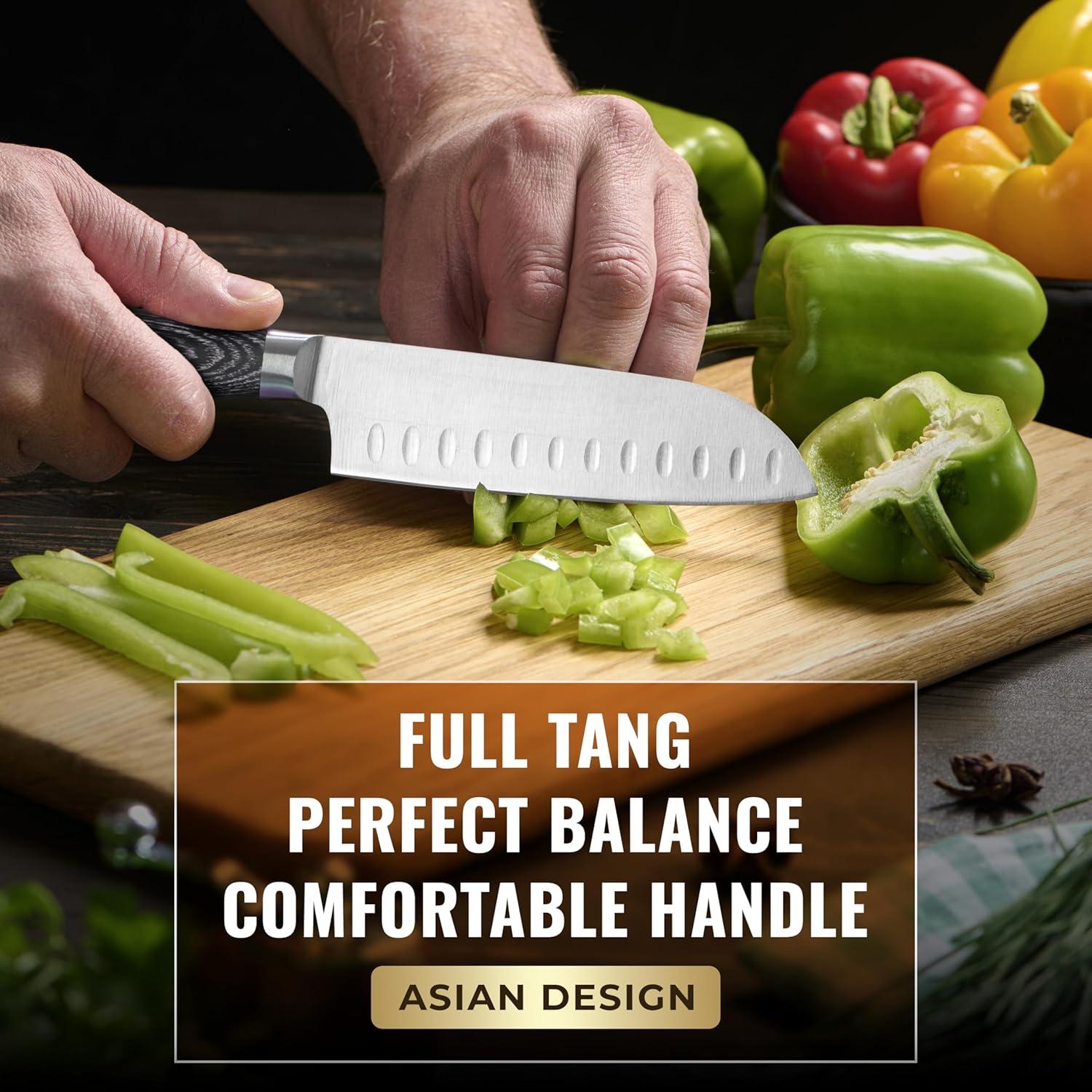 Cuchillo Santoku Cutluxe 5" Acero Inoxidable Pakkawood