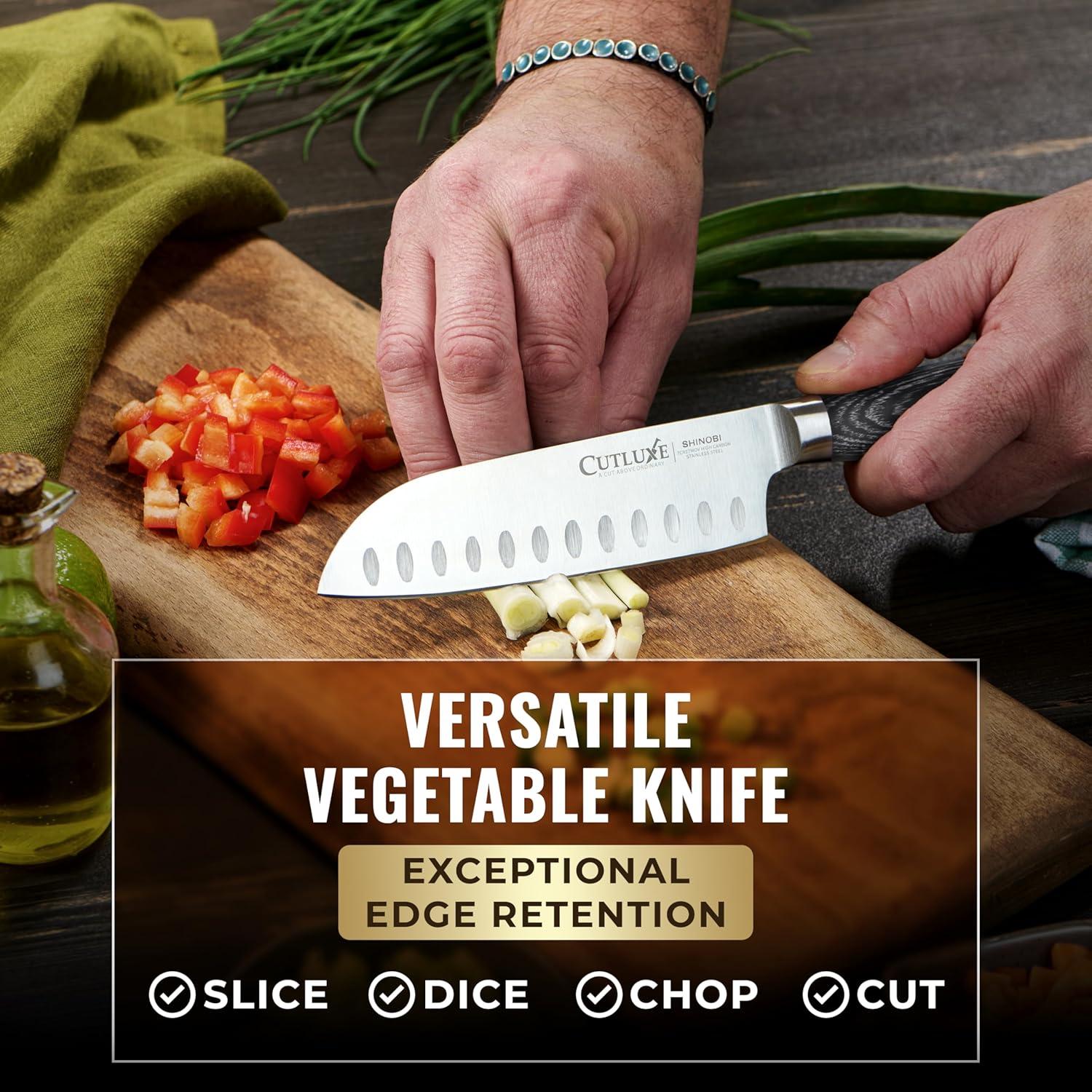 Cuchillo Santoku Cutluxe 5" Acero Inoxidable Pakkawood