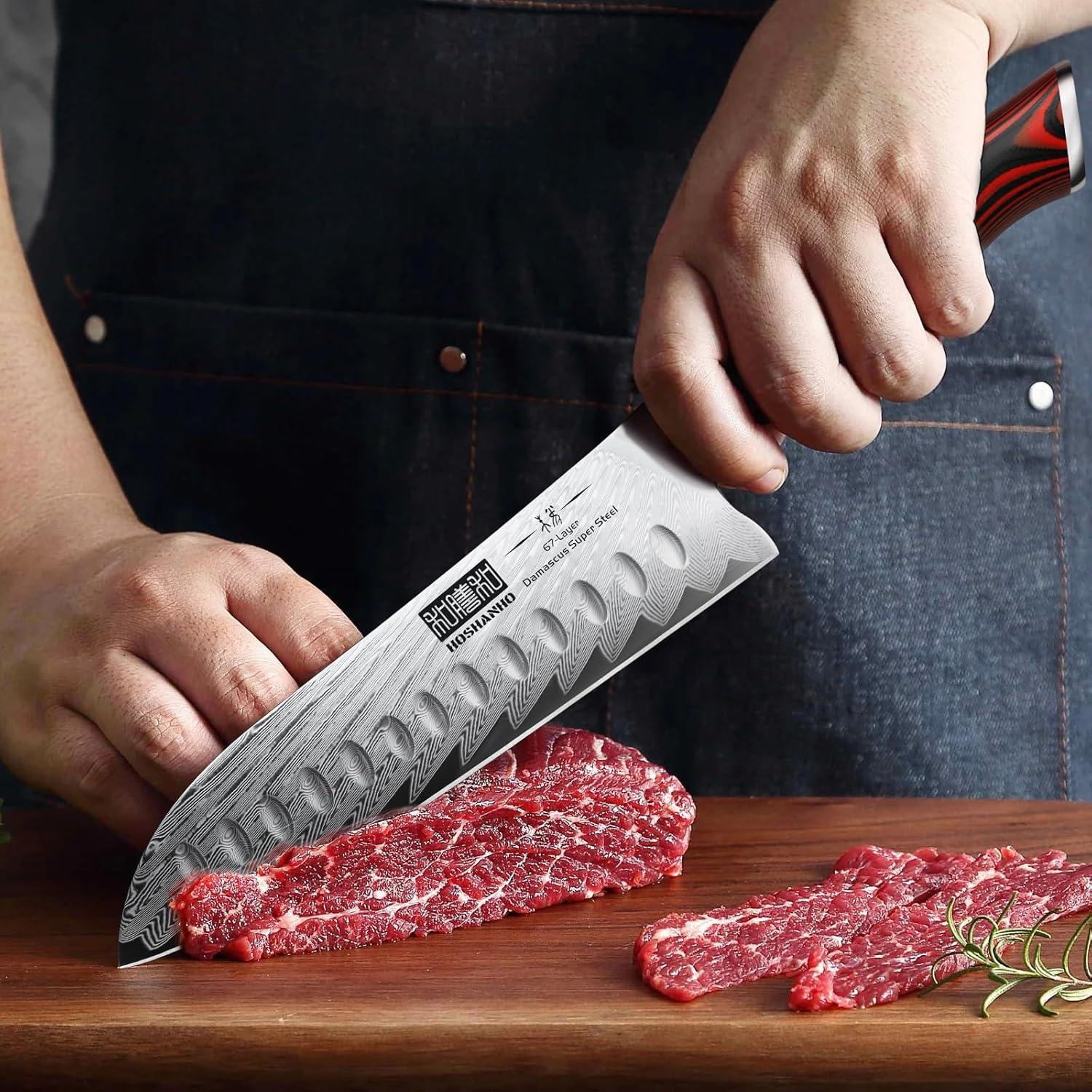 Cuchillo Santoku HOSHANHO 17.78 cm Damasco Ultra Afilado G10