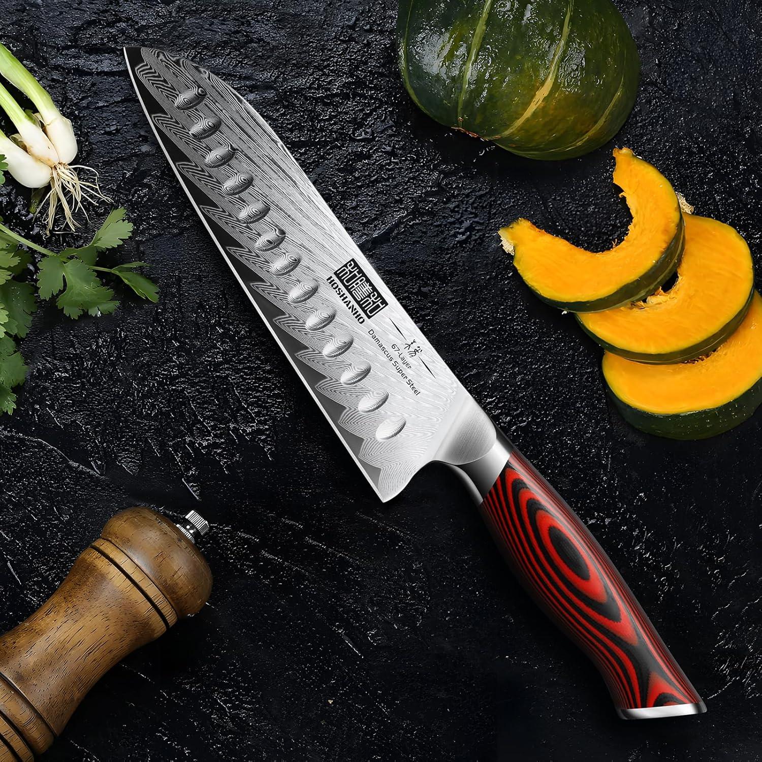 Cuchillo Santoku HOSHANHO 17.78 cm Damasco Ultra Afilado G10