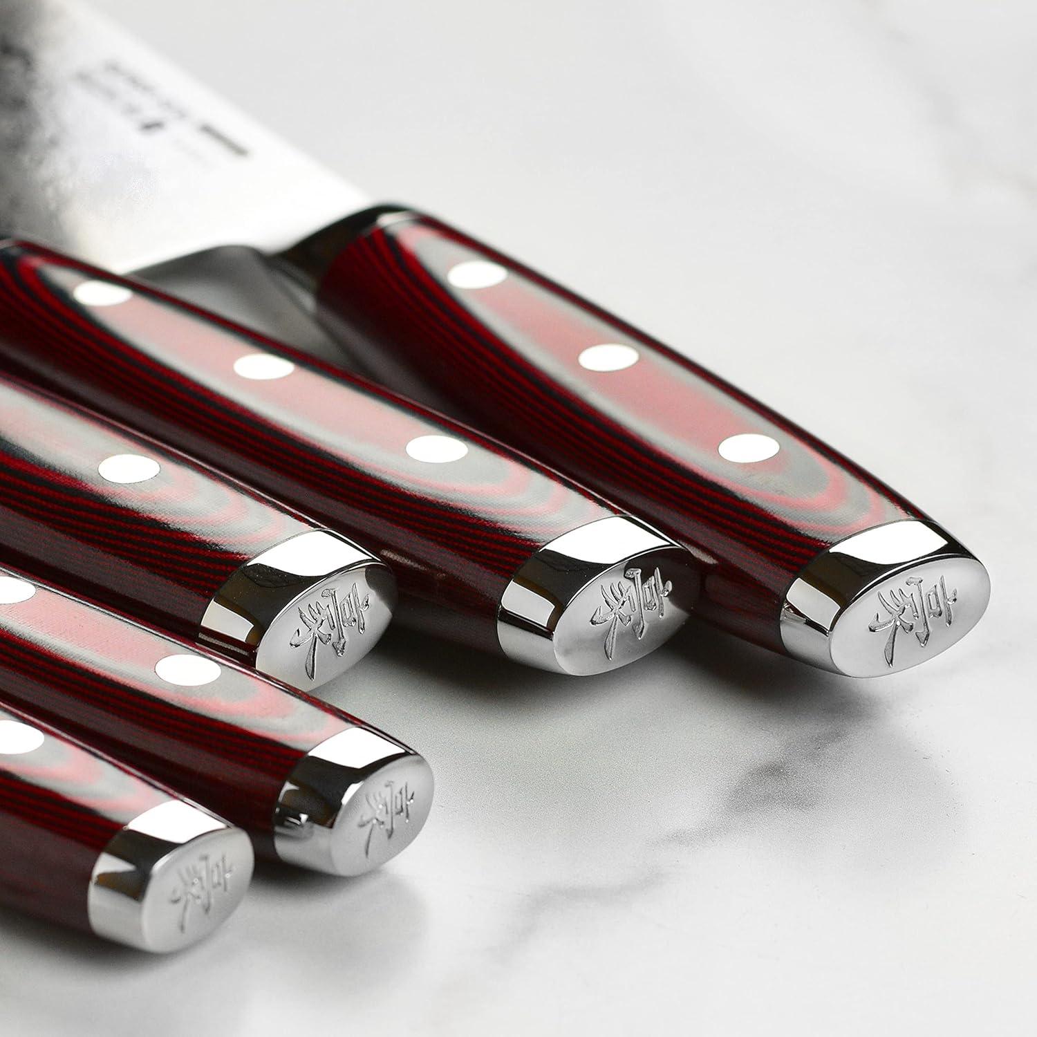 Conjunto de Cuchillos Yaxell Super Gou 7 Piezas Acero Damasco