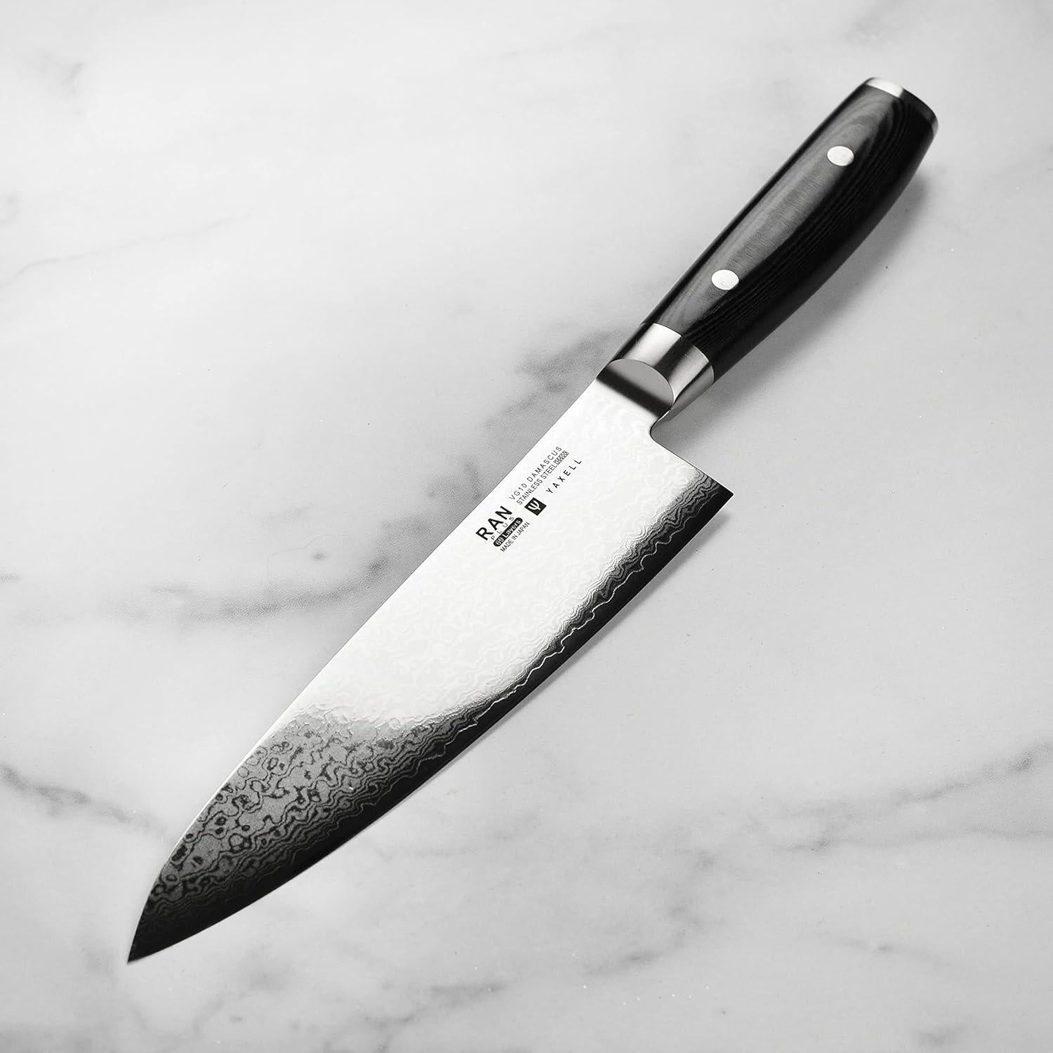 Cuchillo de Chef Yaxell Ran Plus 20.32 cm Damasco VG10 Japonés