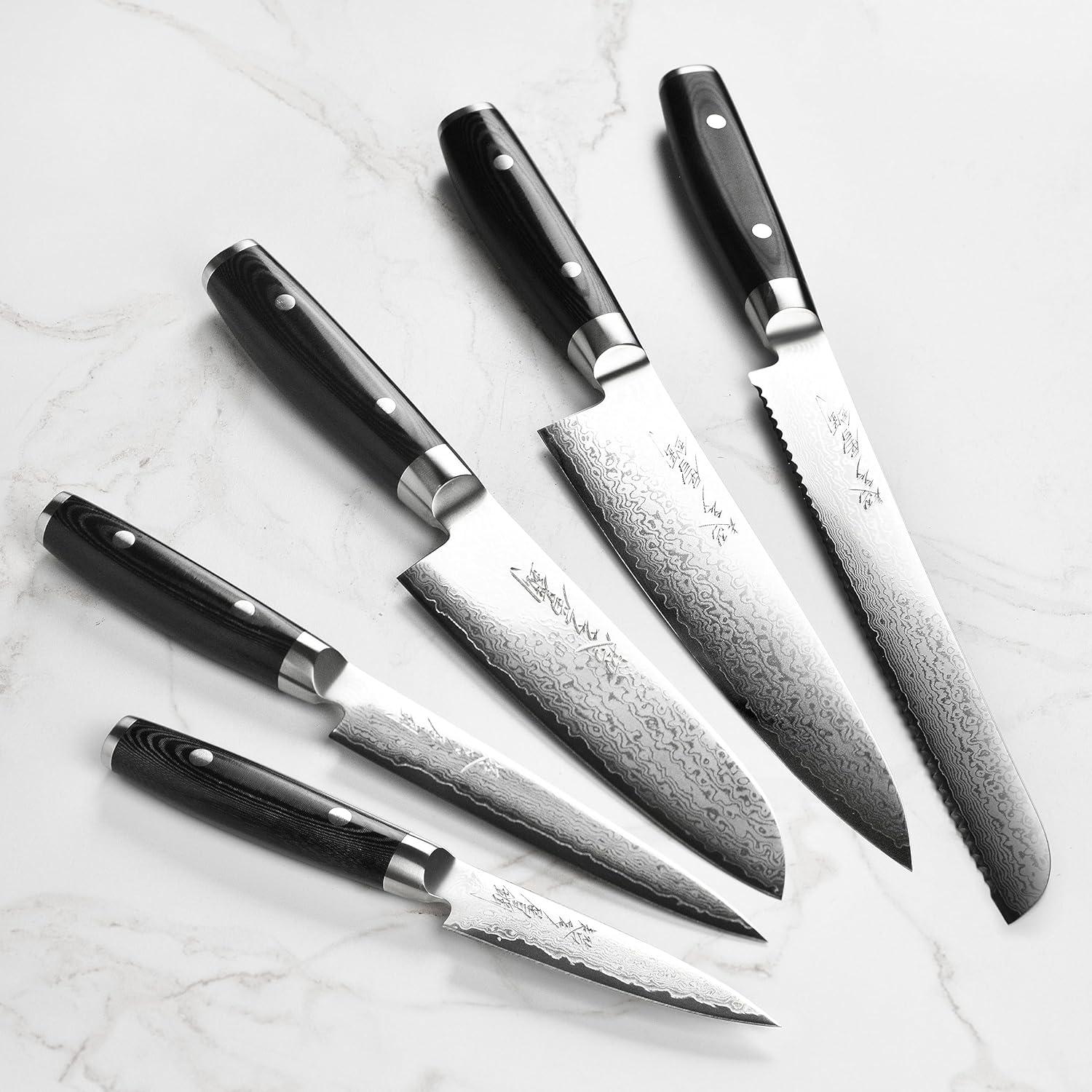 Juego de cuchillos Yaxell Ran Plus 7 piezas Damasco Japón