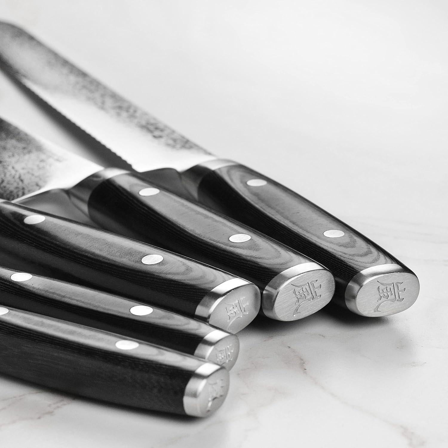 Juego de cuchillos Yaxell Ran Plus 7 piezas Damasco Japón