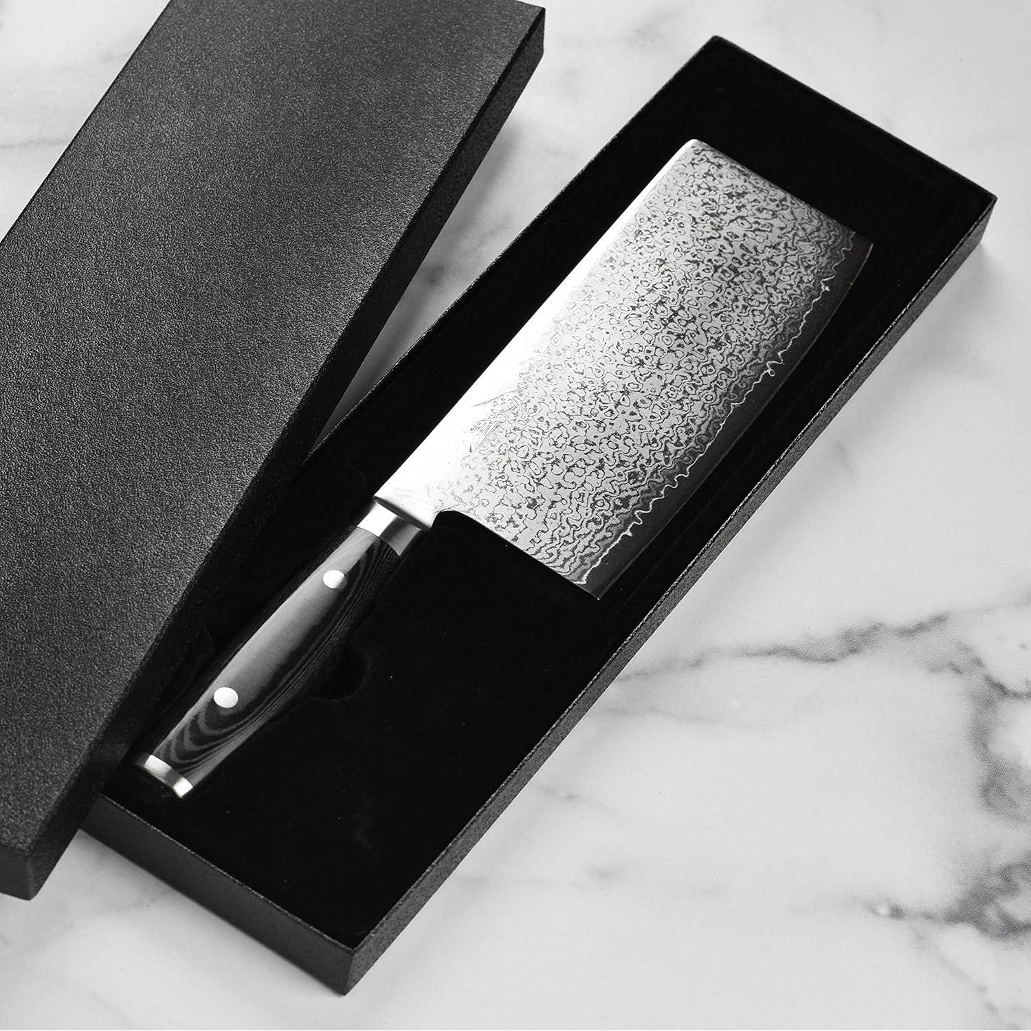 Cuchillo de Chef Chino Yaxell Ran Plus 7" 69 Capas Damasco