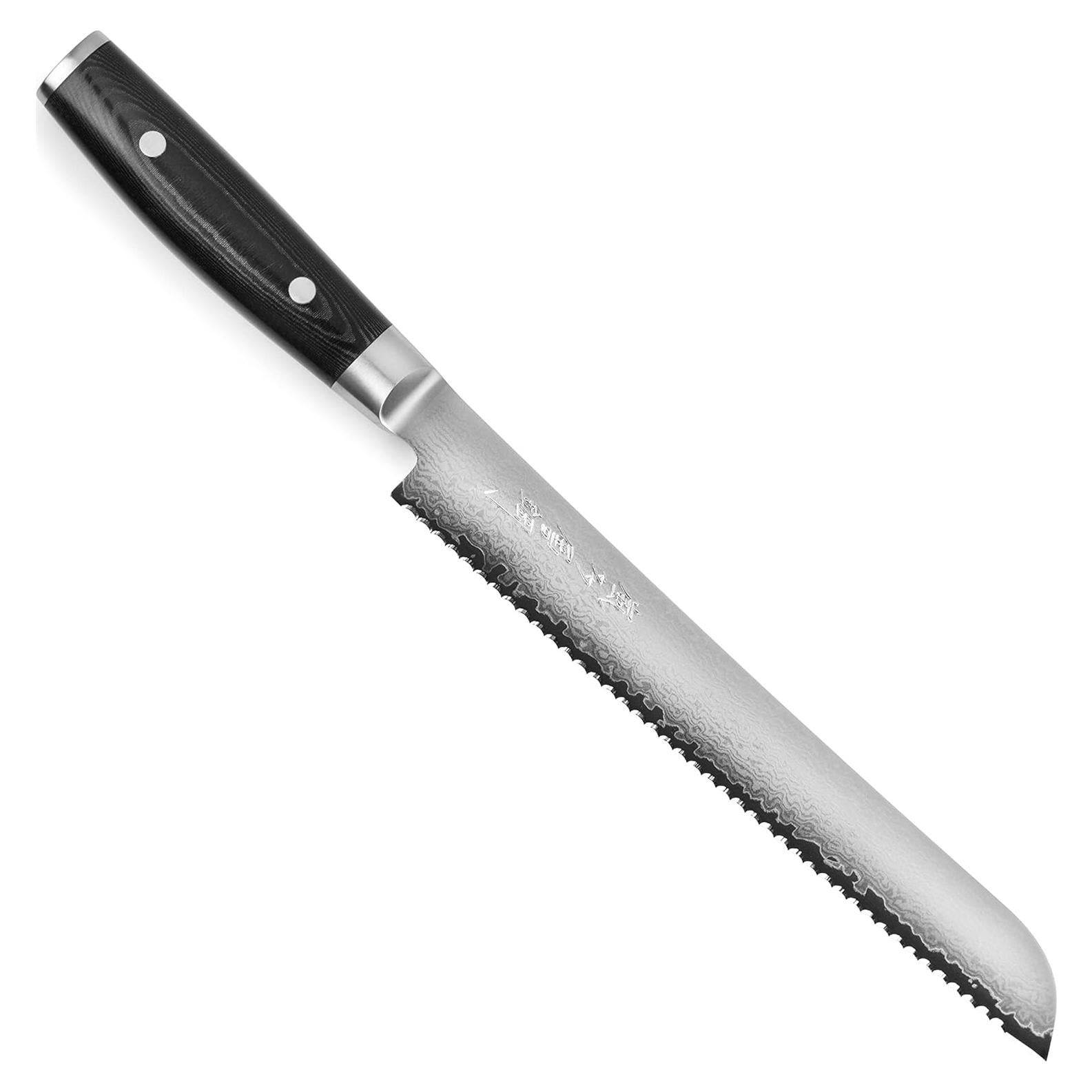 Cuchillo de Pan Yaxell Ran Plus 23 cm Damasco Hecho en Japón