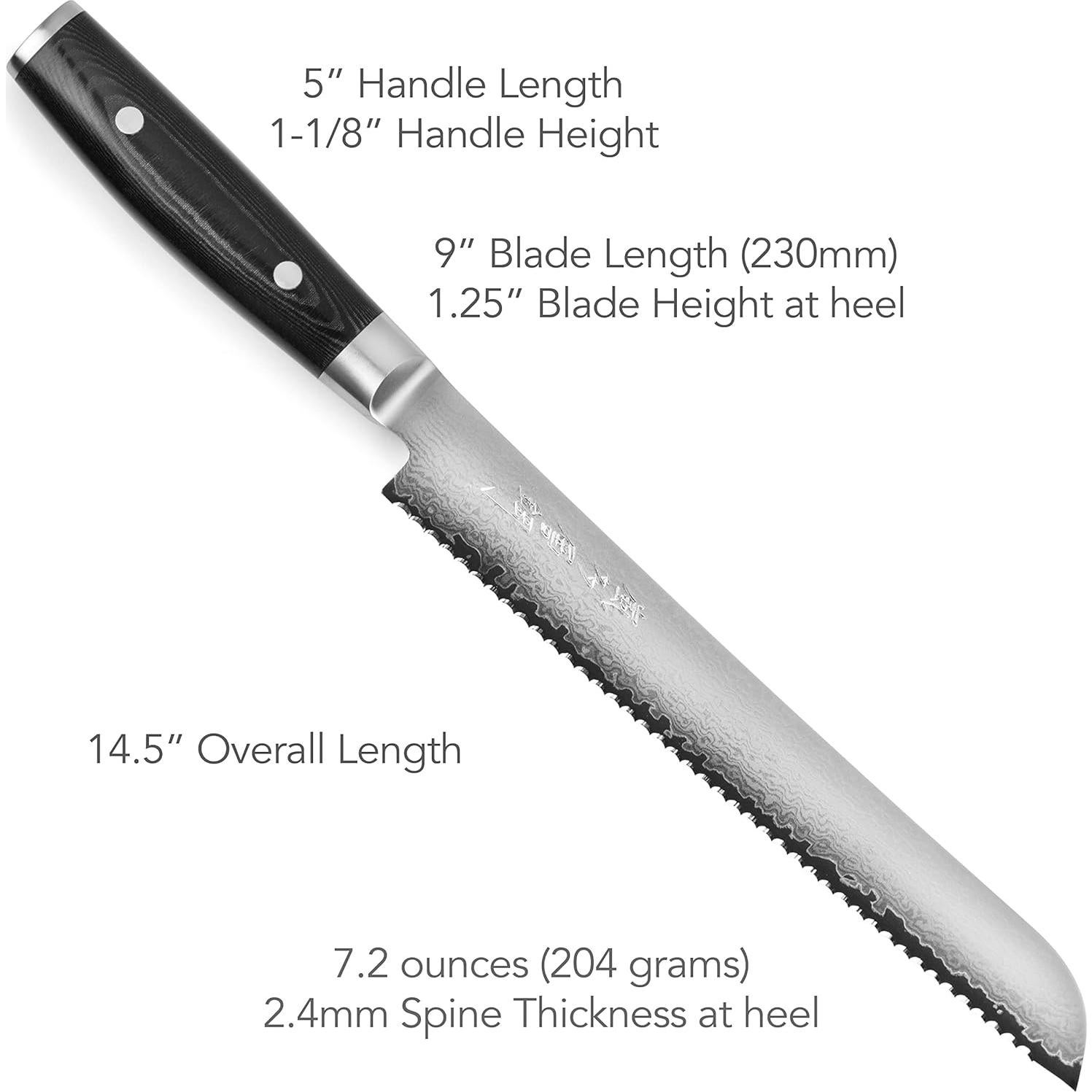 Cuchillo de Pan Yaxell Ran Plus 23 cm Damasco Hecho en Japón