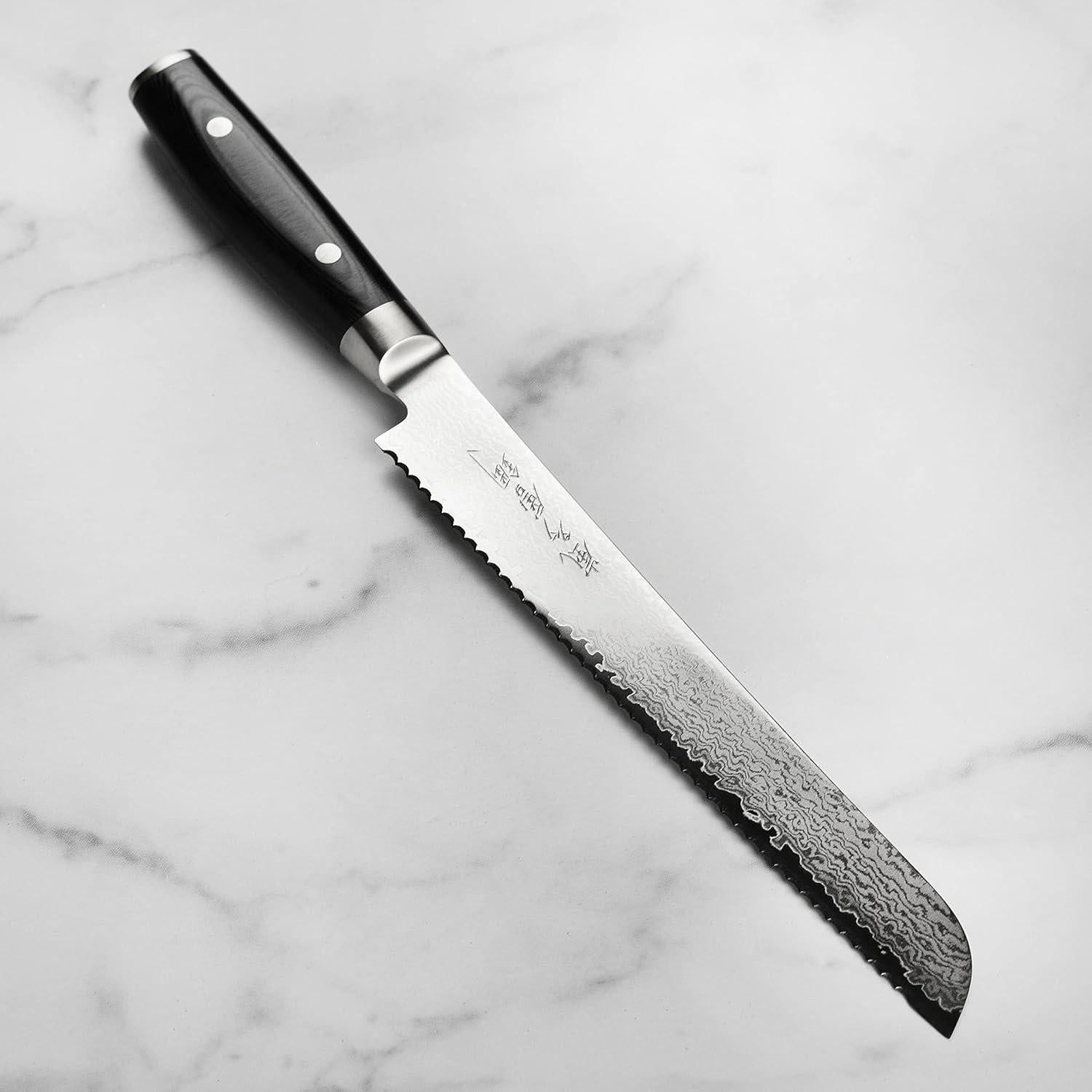 Cuchillo de Pan Yaxell Ran Plus 23 cm Damasco Hecho en Japón