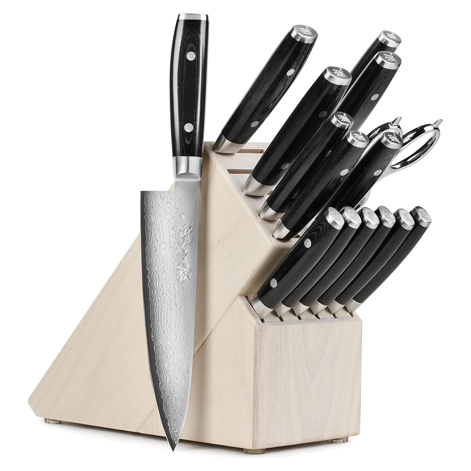 Juego de cuchillos Yaxell Ran Plus 16 piezas Damasco VG10