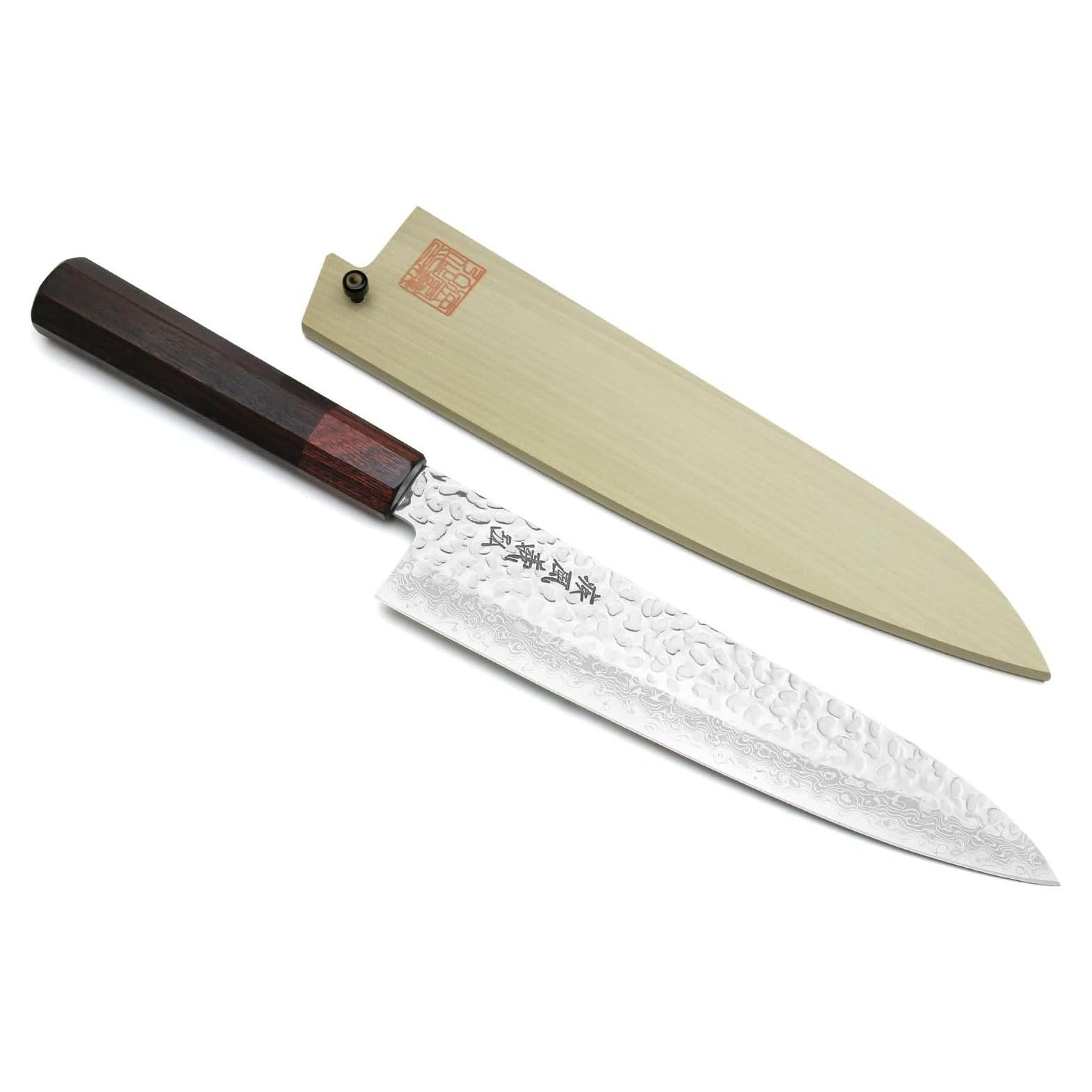 Cuchillo de Chef Japonés Yoshihiro VG10 Damasco 21cm Martillado