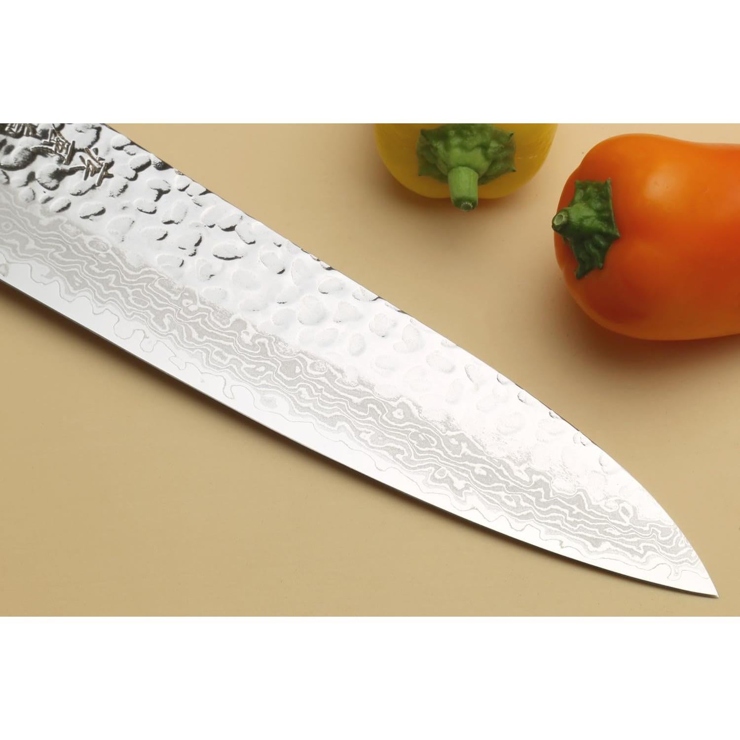 Cuchillo de Chef Japonés Yoshihiro VG10 Damasco 21cm Martillado