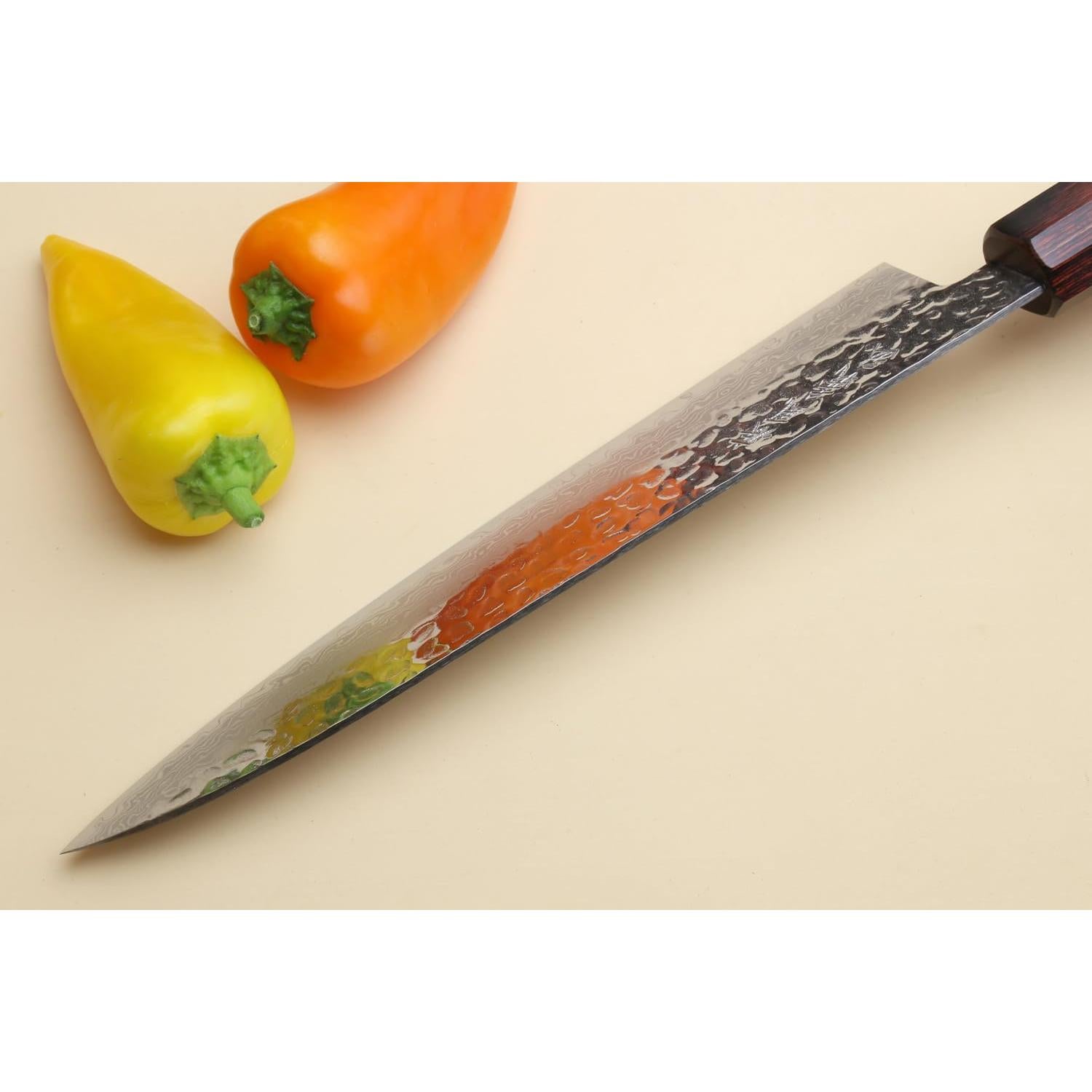 Cuchillo de Chef Japonés Yoshihiro VG10 Damasco 21cm Martillado