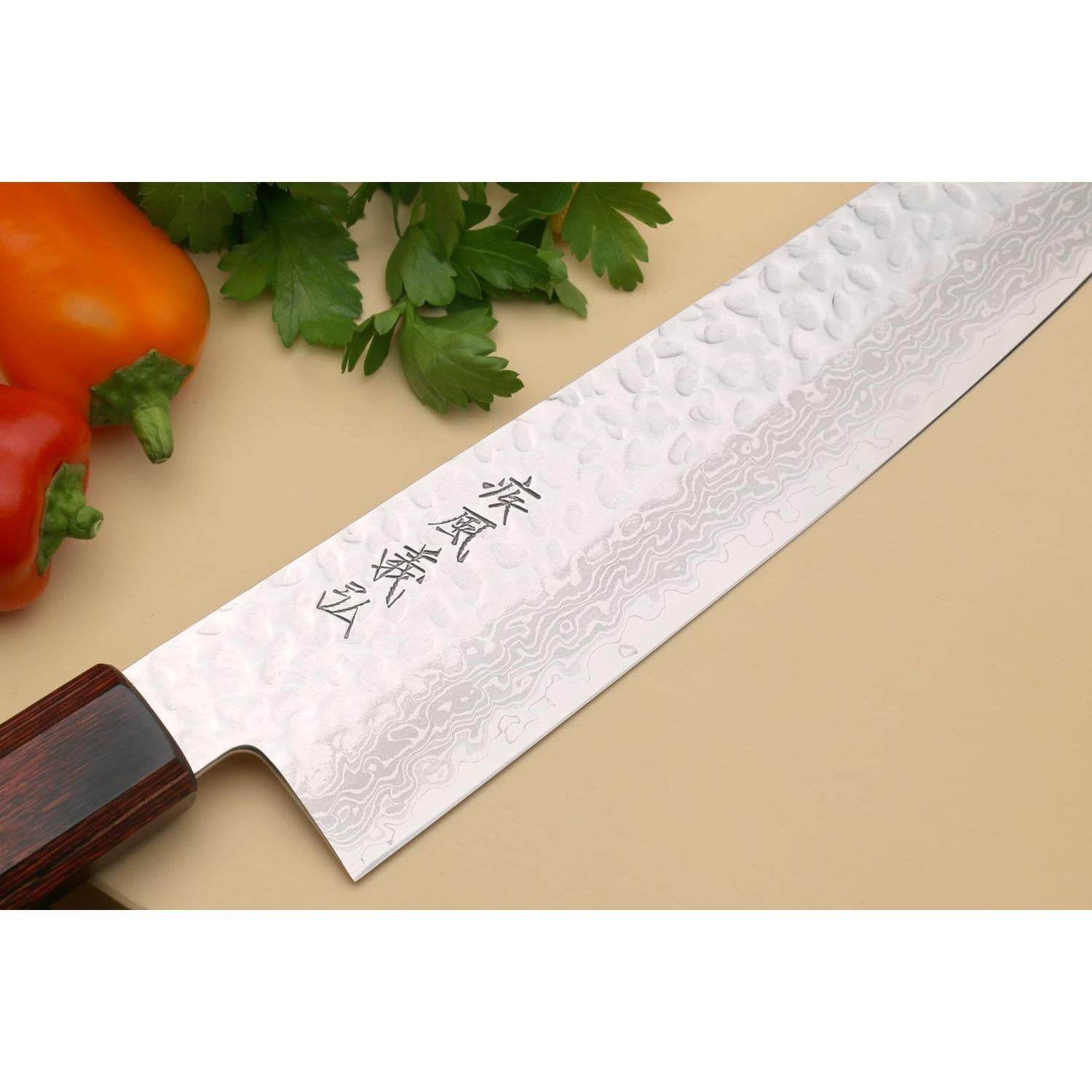 Cuchillo de Chef Japonés Yoshihiro VG10 Damasco 21cm Martillado