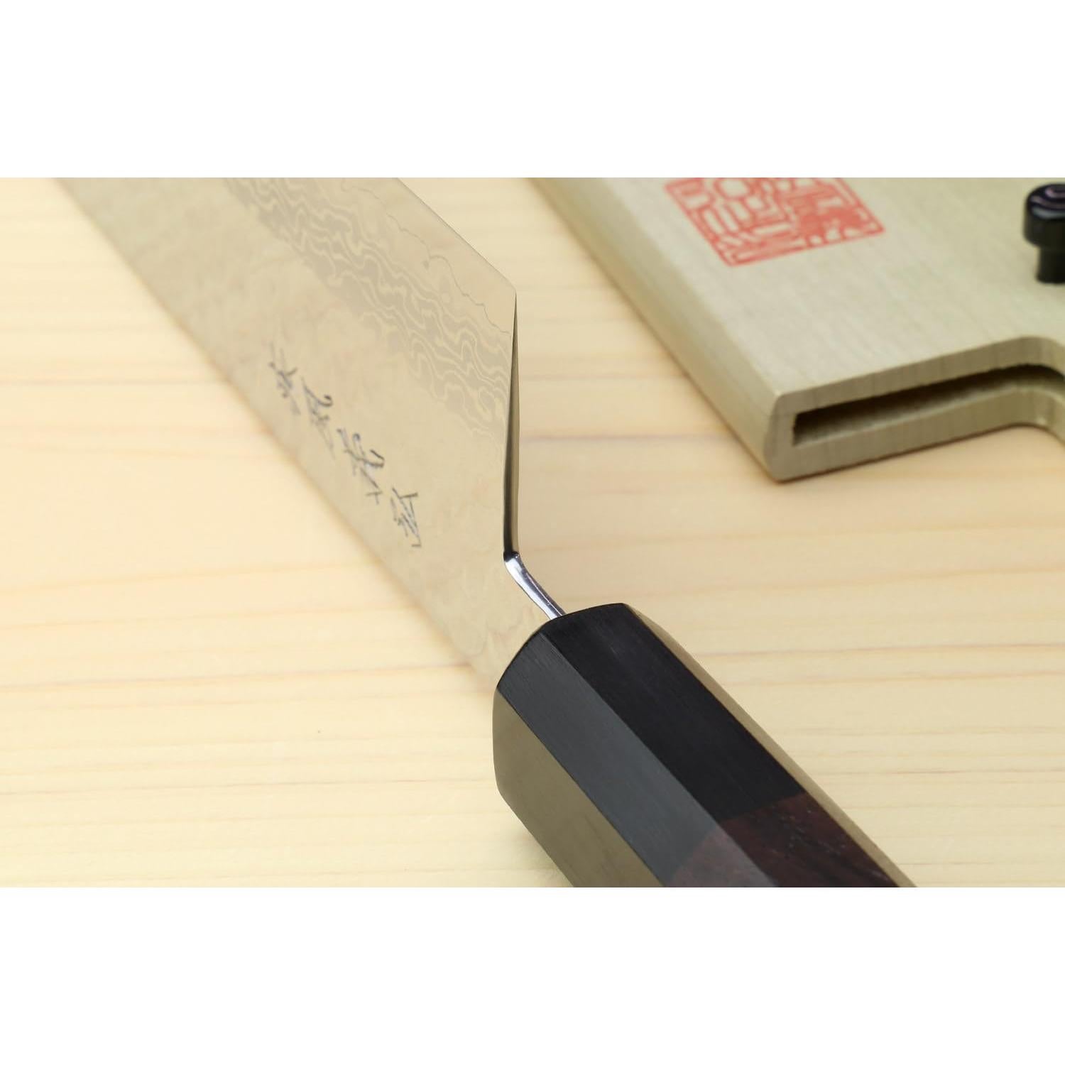 Cuchillo Kiritsuke Yoshihiro VG10 Damasco 21 cm Mango Madera