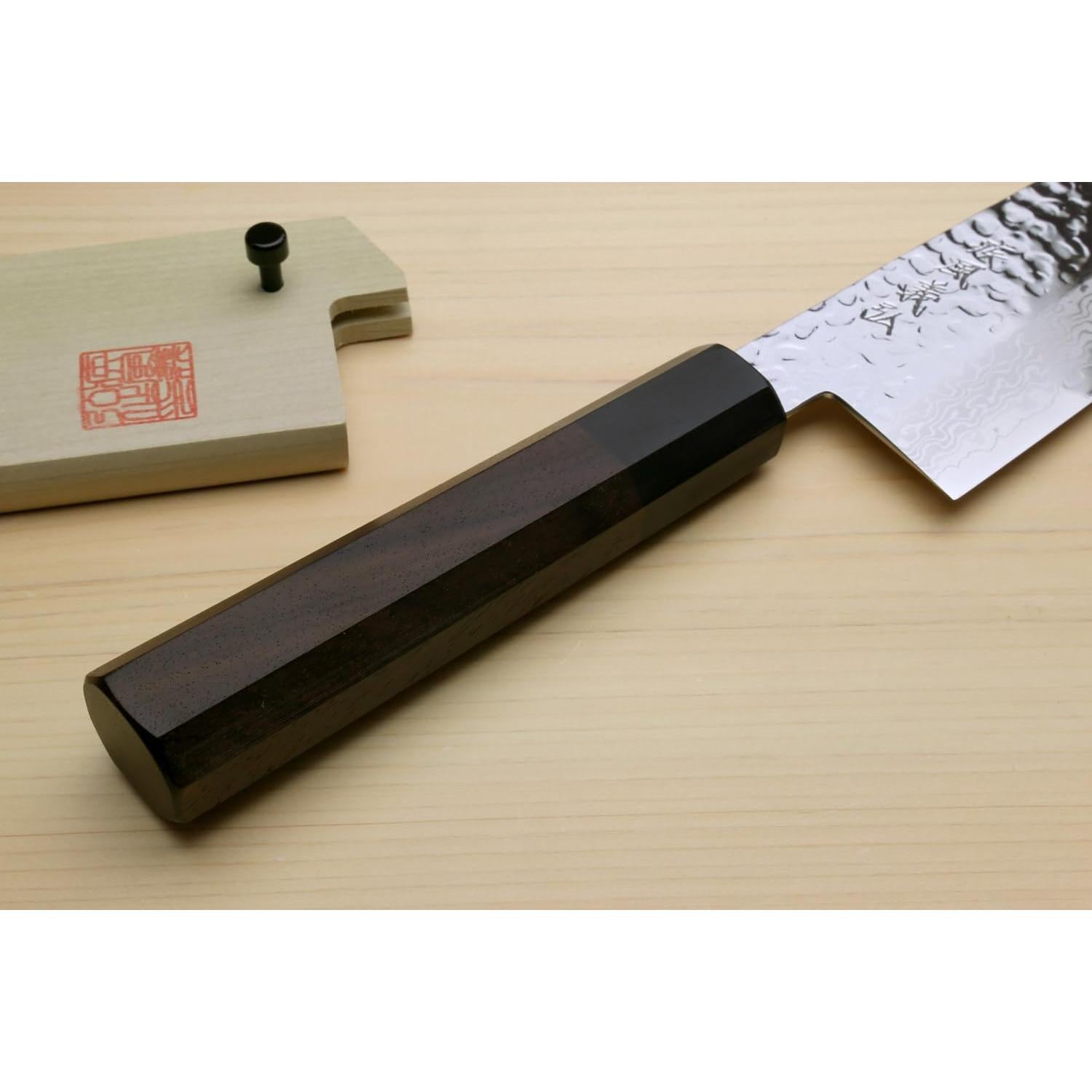 Cuchillo Kiritsuke Yoshihiro VG10 Damasco 21 cm Mango Madera