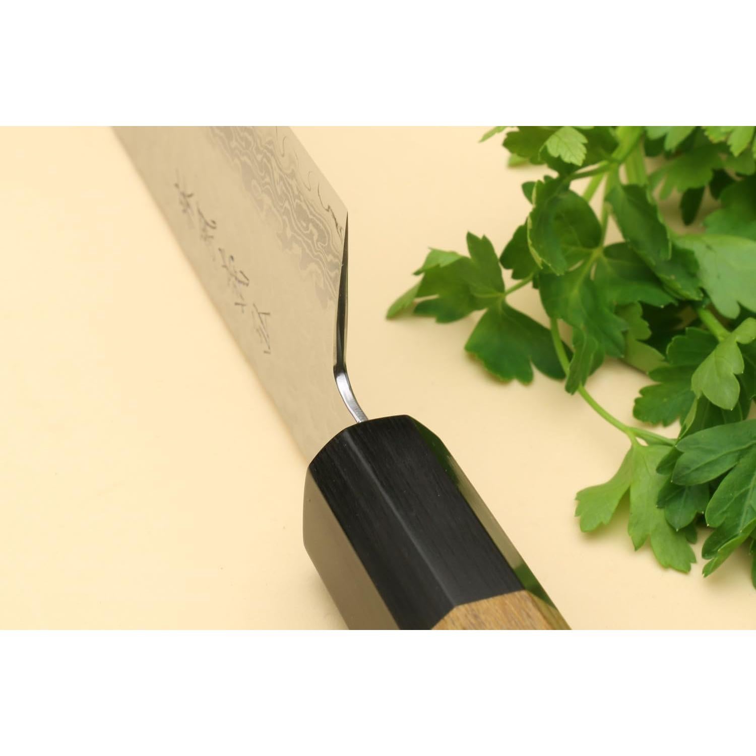 Cuchillo Santoku Yoshihiro VG10 Damasco 17.78 cm Mango Ambrosía