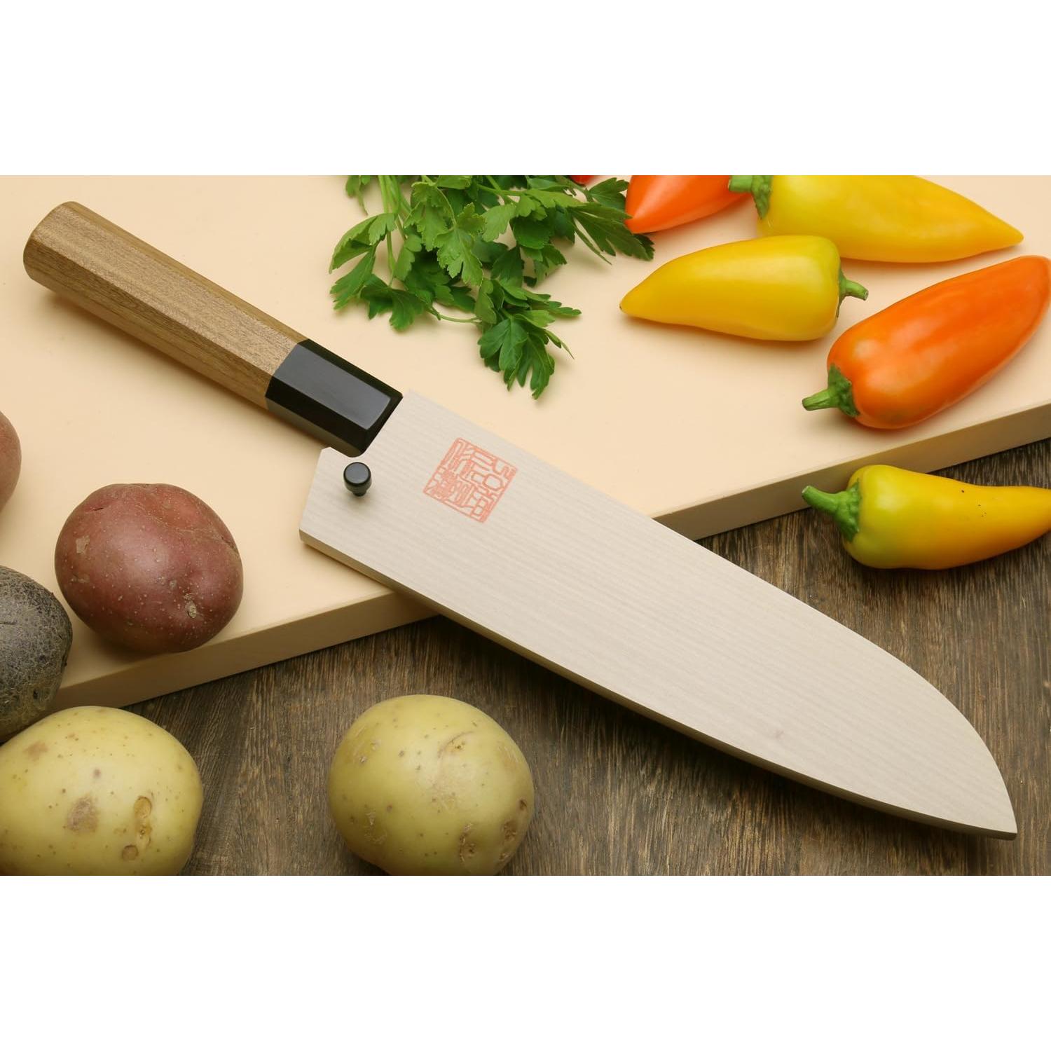 Cuchillo Santoku Yoshihiro VG10 Damasco 17.78 cm Mango Ambrosía