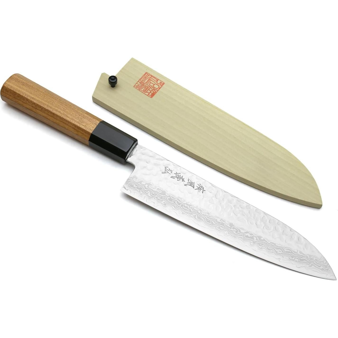 Cuchillo Santoku Yoshihiro VG10 Damasco 17.78 cm Mango Ambrosía