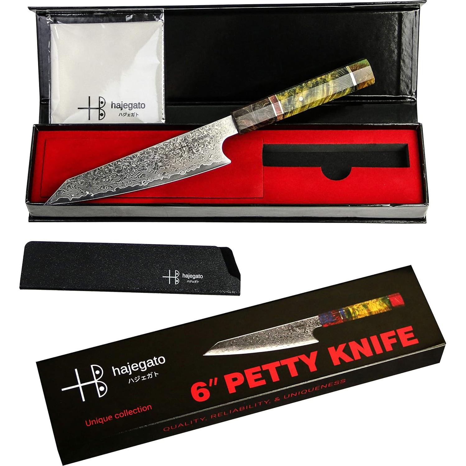 Cuchillo de Chef Hajegato Damasco 17.3 cm VG10 Mango G10