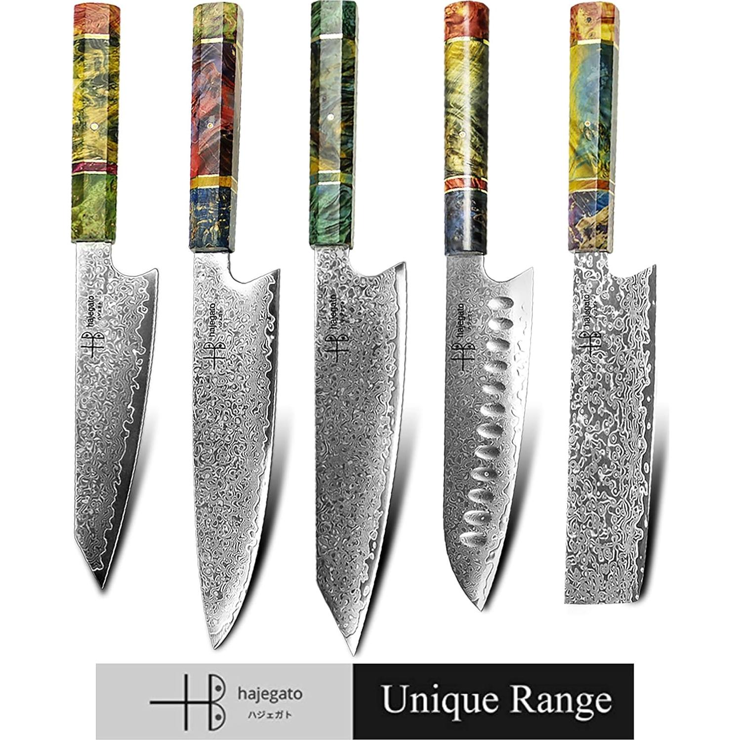 Cuchillo de Chef Hajegato Damasco 17.3 cm VG10 Mango G10